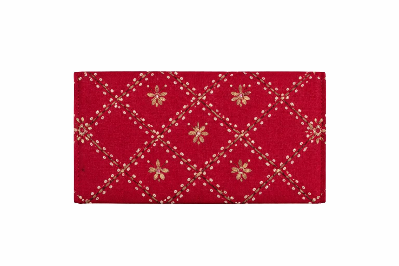 Red Silk Money Cover | Hand-Painted Paisley & Floral Cash Envelope for Weddings, Shagun & Gifting - Reusable Traditional Silk Envelope. 1