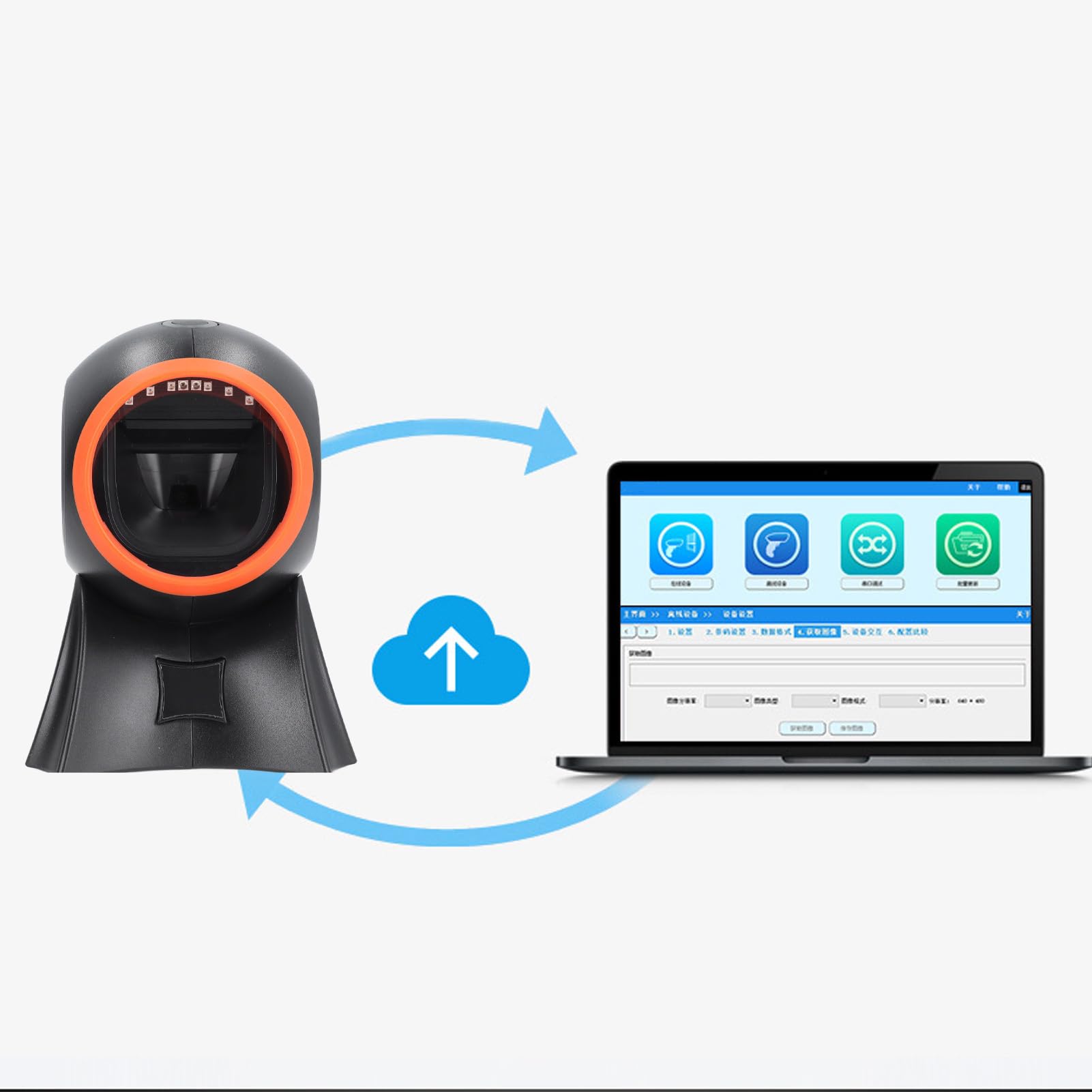 Scanner di codice a barre XTEVU, lettore di codice QR 2D 1D con piattaforma di scansione a schermata desktop per terminale POS, dispositivo di scansione dei codici a barre del