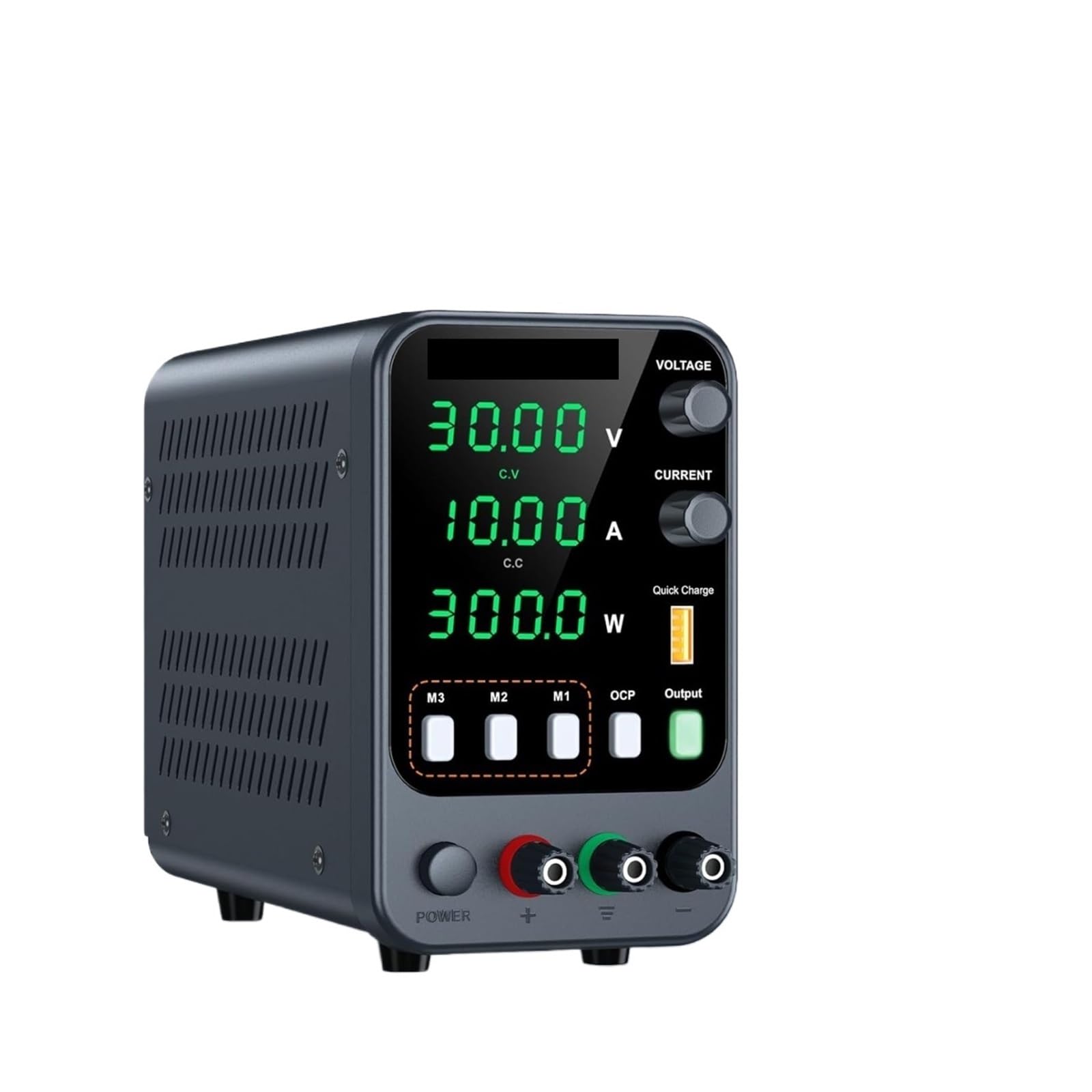 alimentación CC digital Fuente de alimentación CC ajustable, fuente de alimentación de laboratorio de 30 V 10 A, fuente de alimentación conmutada con almacenamiento de memoria, carga rápida USB de 5 V