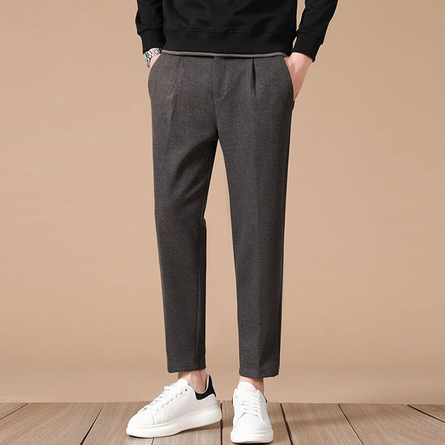 DGHM-JLMY Men's Slim Drape Casual Trousers Banquet Modern Fit Dress Pant Slim Fit Wedding Cotton Stretch Pants