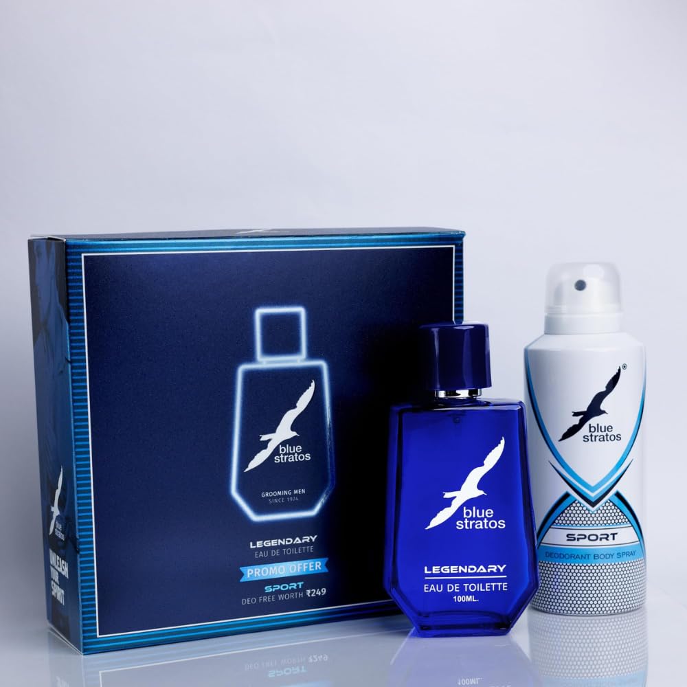 Blue Stratos Legendary Eau de Toilette for Men 100ml | Free