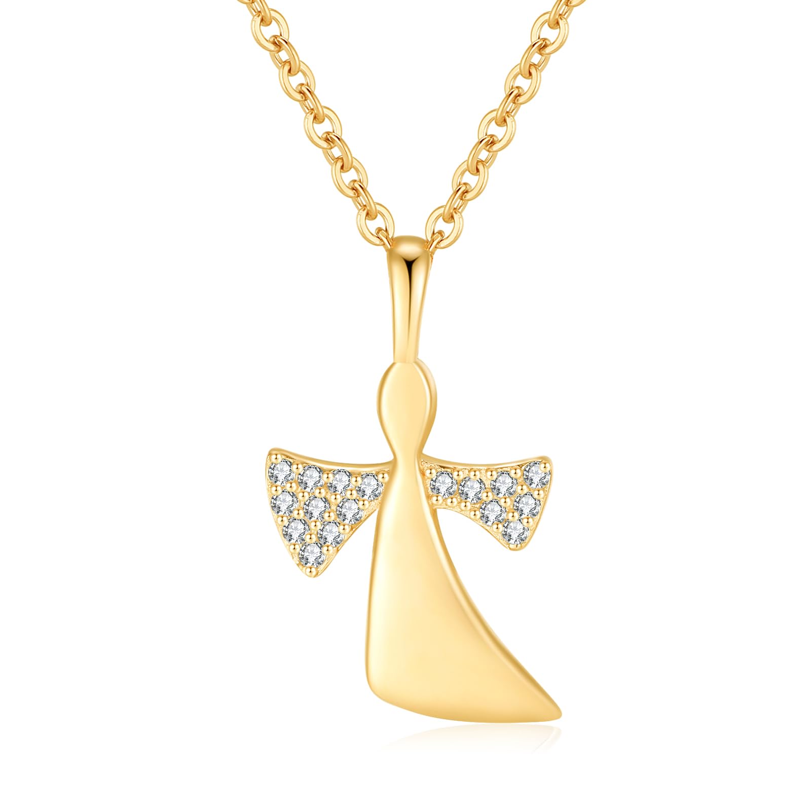 Jrêveinfini Schutzengel Halskette Damen 925 Silber mit Anhänger, Engel Schmuck Glücksbringer für Frauen mit Geschenkbox, Geschenk zu Weihnachten, Valentinstag, Muttertag & Geburtstag