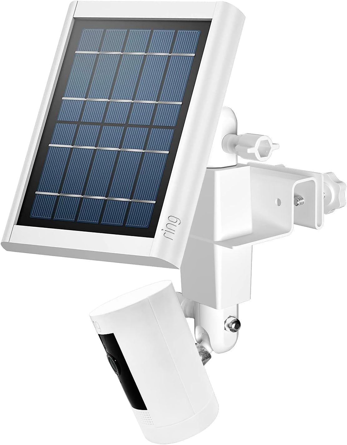 HOLACA 2-in-1 Weatherproof Gutter Mount for Ring Solar Panel, Spotlight Cam Battery and Stick Up Cam/Outdoor Cam Plus Battery Outdoor Mount Accessories for Ring Solar Panel (White)
