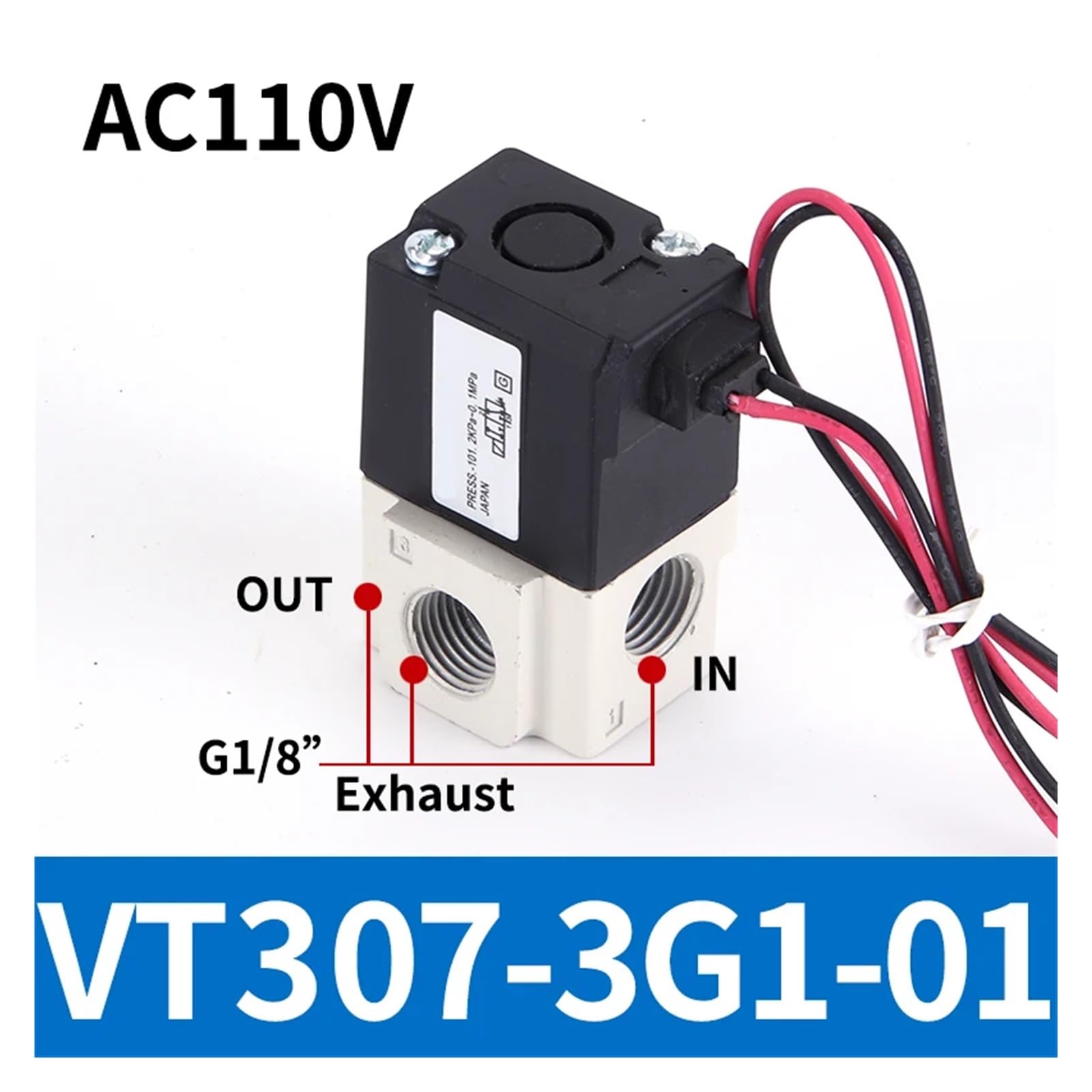 Pneumatic Direct-Acting Solenoid Valve high Frequency VT307-3G/4G/5G/6G/4G1/5G1-01/02 electromagnetic Two-Position Three-Way Vacuum Valve(VT307-3G1-01 AC110V)