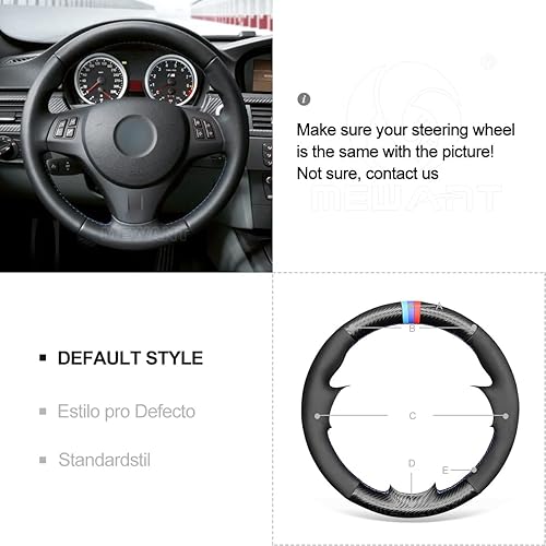Miniatura 7 de MEWANT Funda de volante para BMW E90 M Sport E81 E82 E87 E88 E91 E92 E93 M3 E90 E92 de gamuza negra