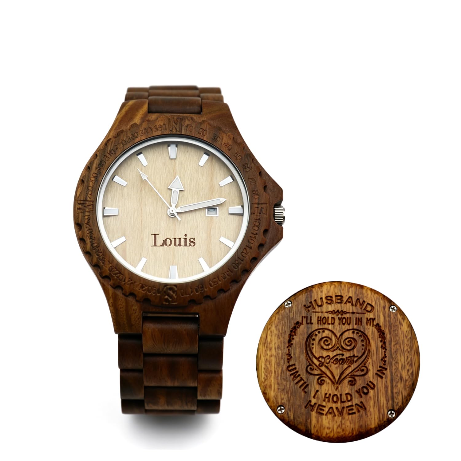 Regalo personalizado para hombres – Reloj de madera grabado personalizado, 8º aniversario de boda para marido, regalo del día del padre para marido, regalo de cumpleaños para marido