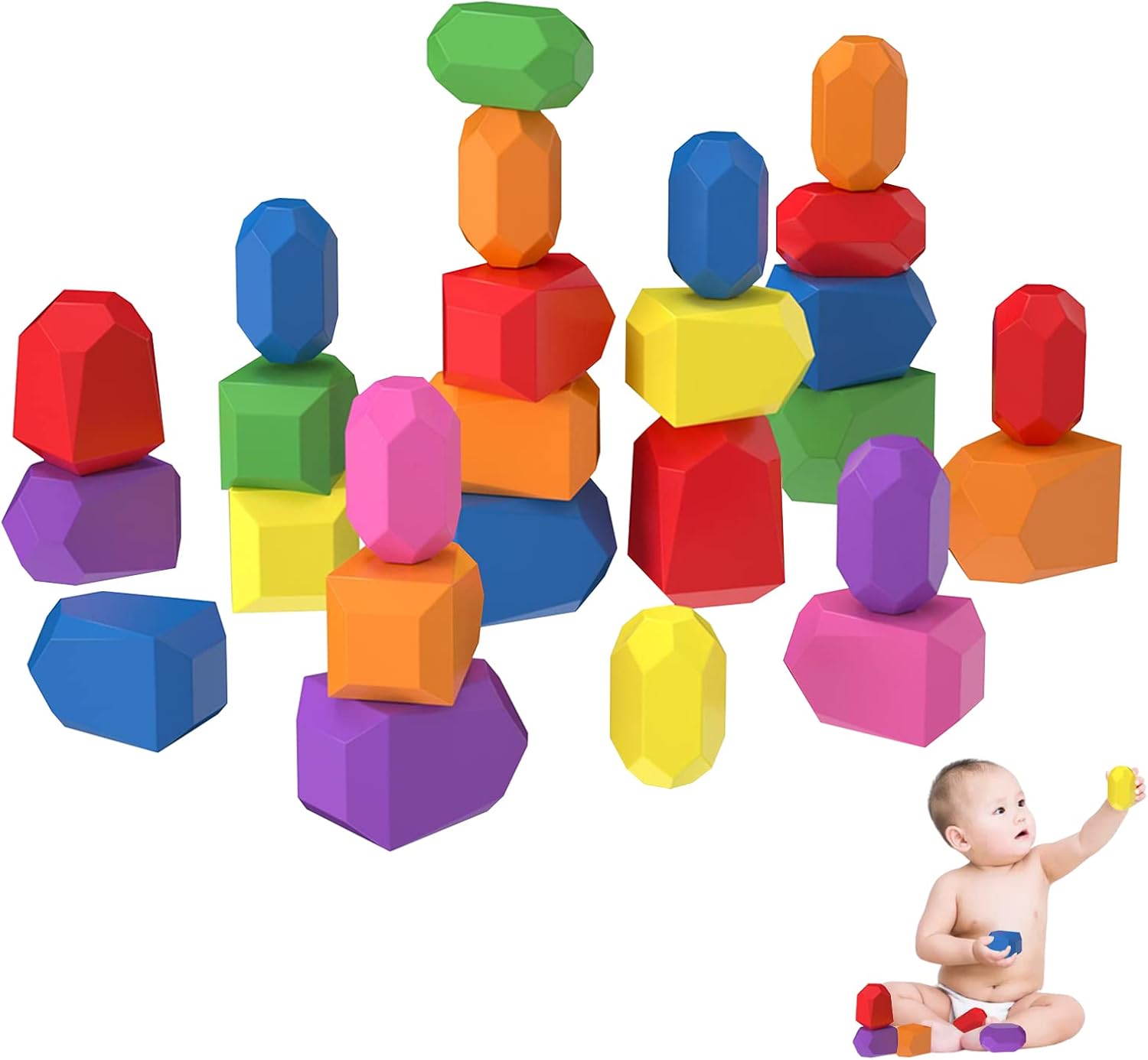 Amazon.com: weluyyyi Wooden Stacking Blocks Building Blocks for ...