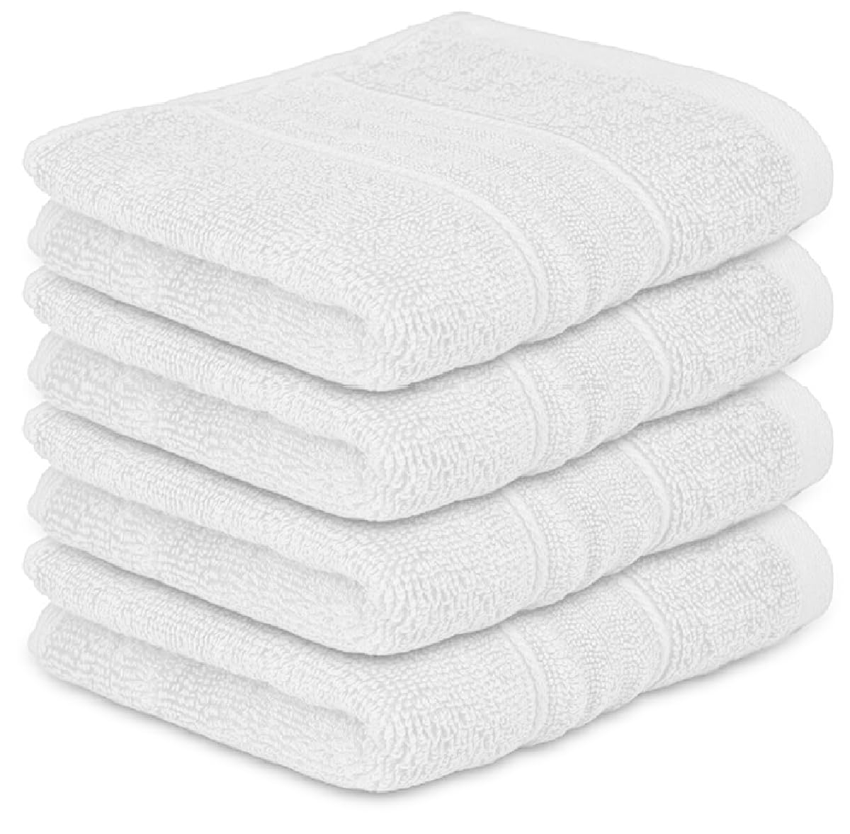 Inndun White Opel Tex 4 Pack Face Cloth Towels Set 30X30cm 100% Egyptian Cotton Soft Flannels Set Quick Absorbent Washcloth Spa Makeup Remover Golf Hand Wash Towels 500-Gsm (White)