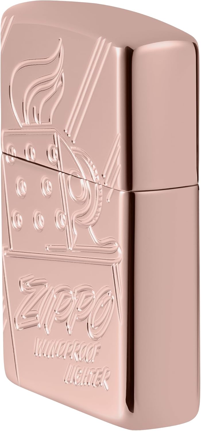 ZIPPO Armor Case in Rose Gold Script Collectible 60006832 Deeply Engraved on Two Sides Limited to 17,500 Pieces Insert Rose Gold Vintage Stamp, 48768