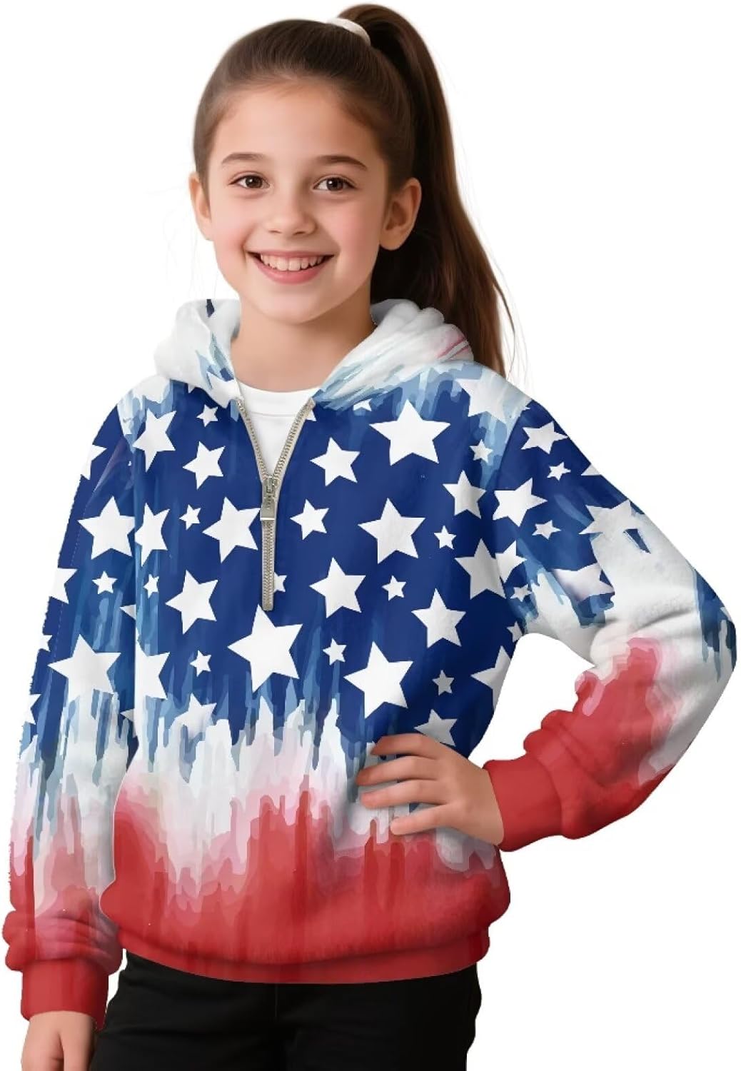 Hoodies for Girls 4-15 Quarter Zip Pullover Sweatshirt, Girls Long Sleeve Tops Warm Loose for Winter Warmth