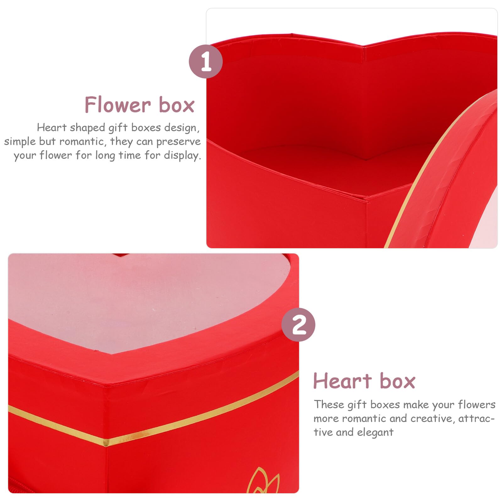 Healvian Herzförmige Geschenkbox Doppellagig mit Transparentem Sichtfenster Herzbox aus Karton Rot Drehbare Blumenverpackung für Muttertag Valentinstag und Blumenarrangements