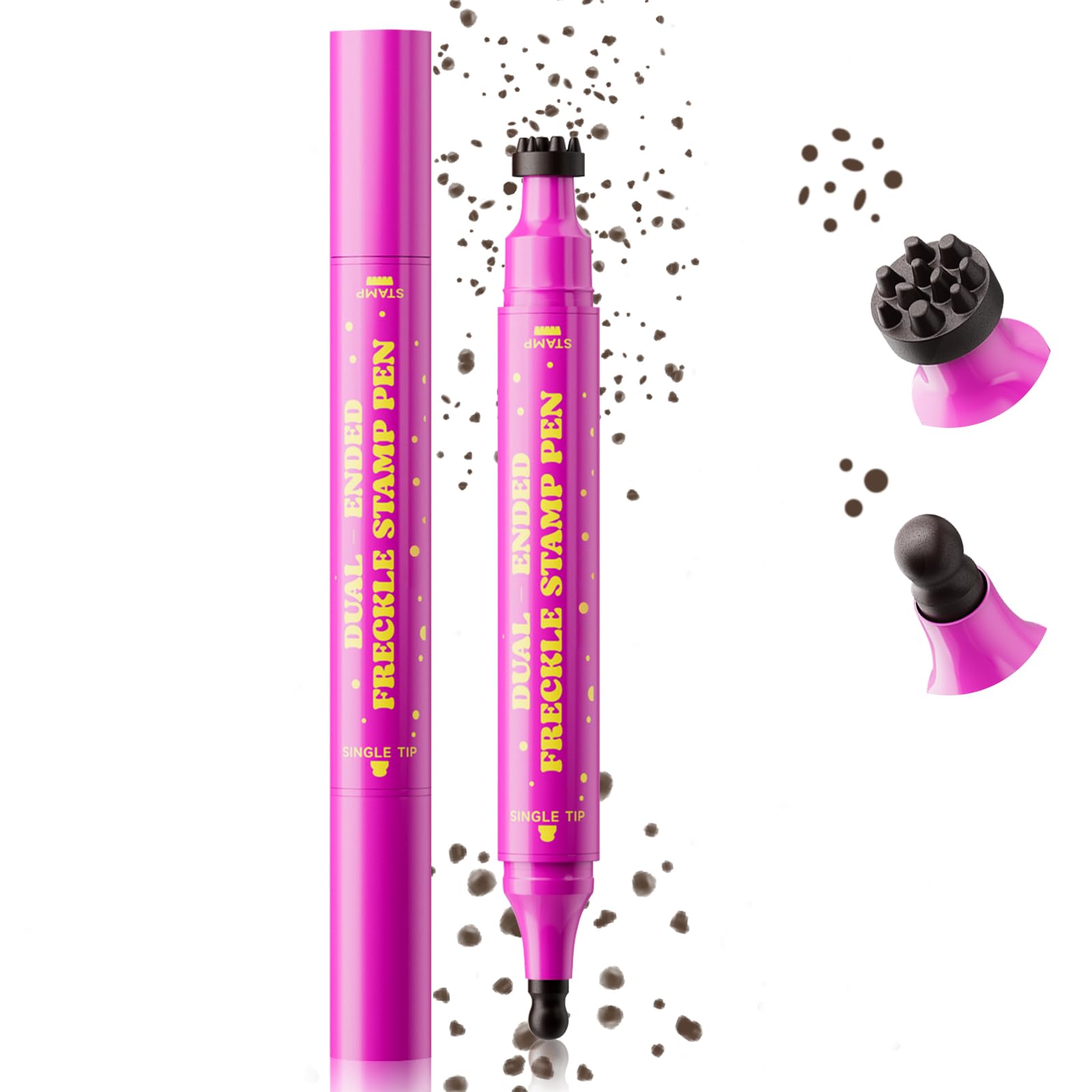 Noerrors Karamellbraun Freckle Stamp Pen, 2 in 1 Magische künstliche Sommersprossen mit Einzel-Gourdtipp für natürliche lebensechte falsche Freckles, wasserfestes sonnengeküsstes Make-up #03