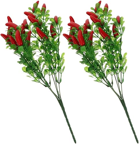 Miniatura 1 de Ramo de chile para decoración del hogar, 2 piezas, ramos de pimientos artificiales, ramas de vegetales artificiales, ramas de vegetales falsos,