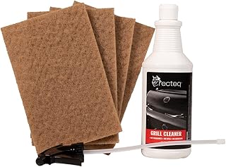 recteq Grill Cleaner Kit | Signature Non-Toxic Green Seal Certified Grill Cleaner | 32 FL OZ Bottle, 4 Walnut Fiber Cleaning Pads