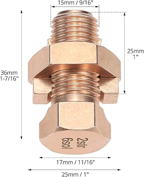 QWORK Split Bolt Connectors, 10 Pack 2-6 AWG Solid Copper Grounding Clamps, High Conductivity for Outdoor Grounding & Industrial Bonding