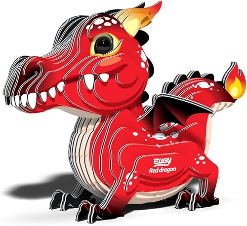 Eugy Red Dragon 3D Puzzle, 24 Piece Eco-Friendly Educational Toy Puzzles for Boys, Girls & Kids Ages 6+