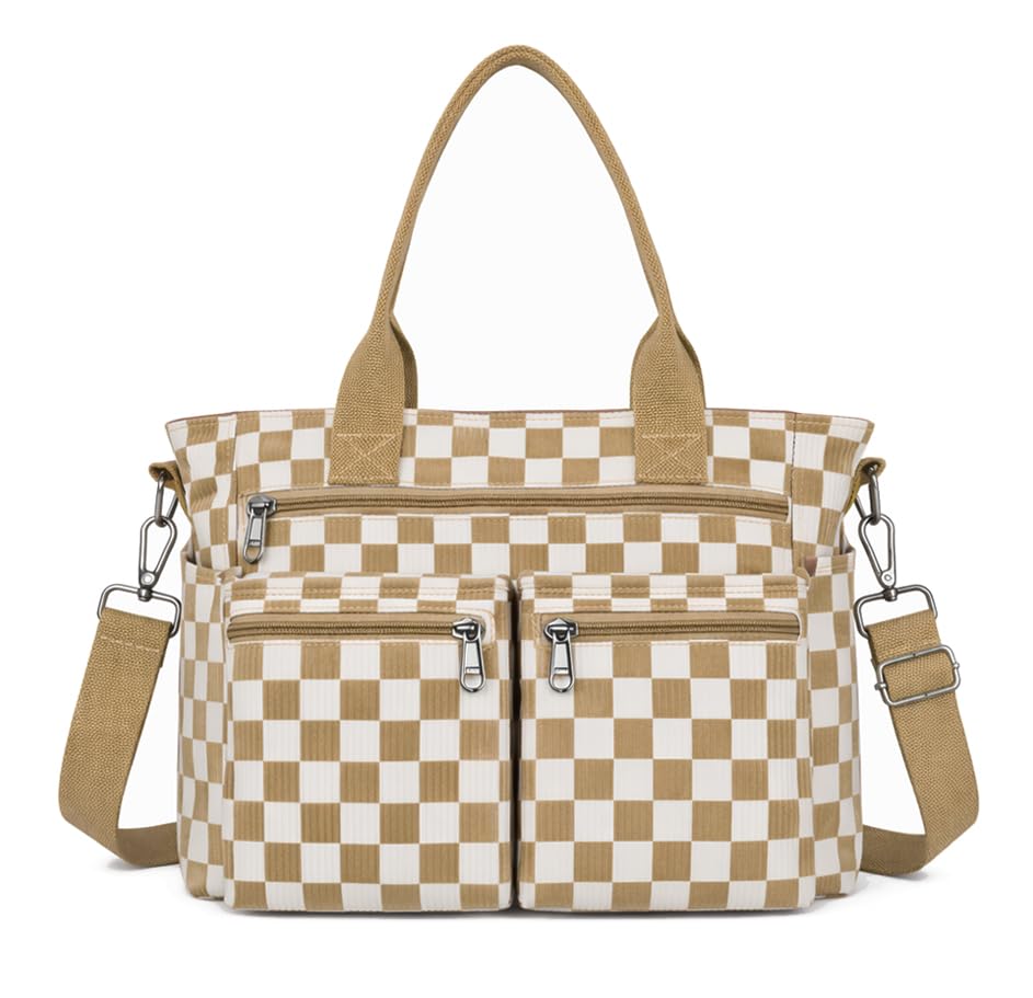 Image of KAMEILONG Womens Casual Corduroy Tote Bags with Multiple Pockets Hobo Crossbody Bag Travel Shoulder Bags Cute Purse Handbag