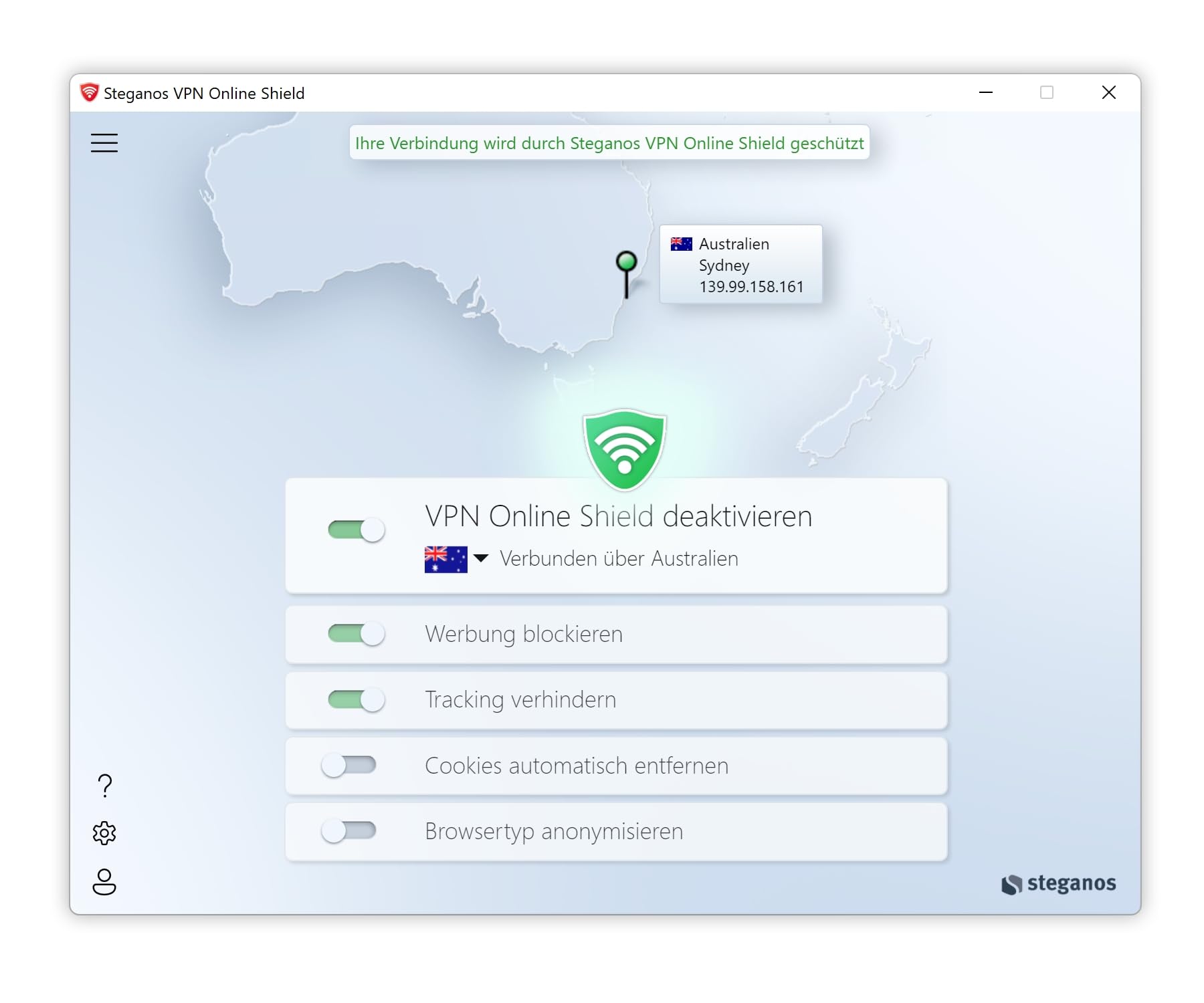 Steganos VPN Online Shield 2026 (aktuelle Version) - Die VPN-Lösung ohne Tempo- und Datenlimit aus Deutschland für Windows, macOS, iOS und Android - 5 Geräte / 1 Jahr - DEUTSCH - ProductKeyCard (PKC)