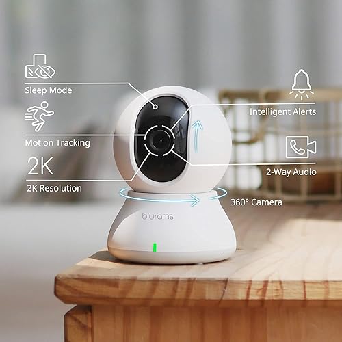 Miniatura 2 de blurams Cámara de seguridad 2K 3 piezas, monitor de bebé, cámara de perro de 360 grados para seguridad en el hogar con seguimiento de movimiento