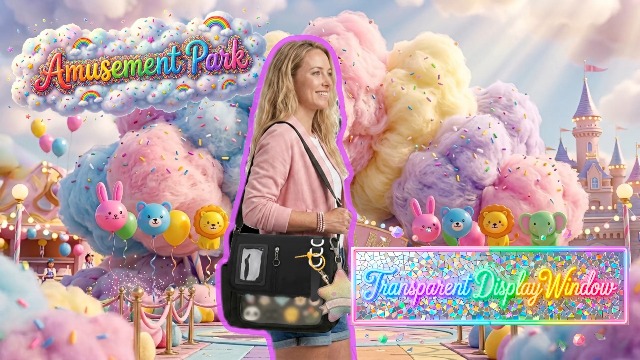 Bolso messenger negro para mujer gran capacidad miniatura 7