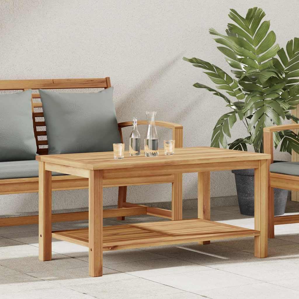Coffee Table Solid Teak Wood Brown 35.43 x 19.69 x 17.72 in with Storage Shelf for Patio Furniture Outdoor Coffee Table Perfect for Relaxing and Entertaining