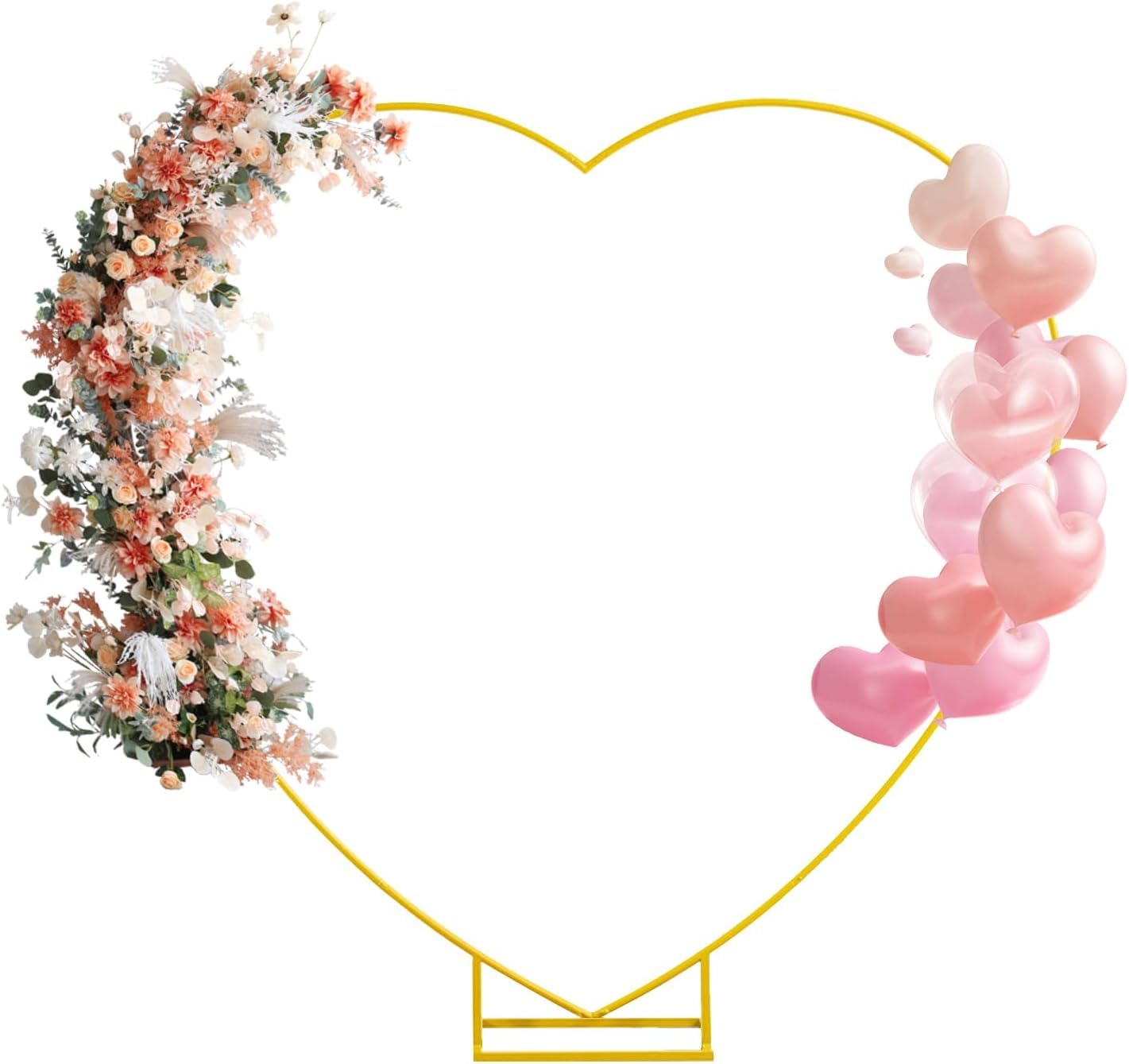 Herz Hochzeitsbogen,2mx2m Ballon Bogen Kit,Metall Arch Stand,Herz Traubogen Hochzeit Blumen Rahmen Hoop Ständer Ballonbogen Set,Gold Wedding Arch für Heiratsanträge,Geburtstag,Babyparty,Jubiläum