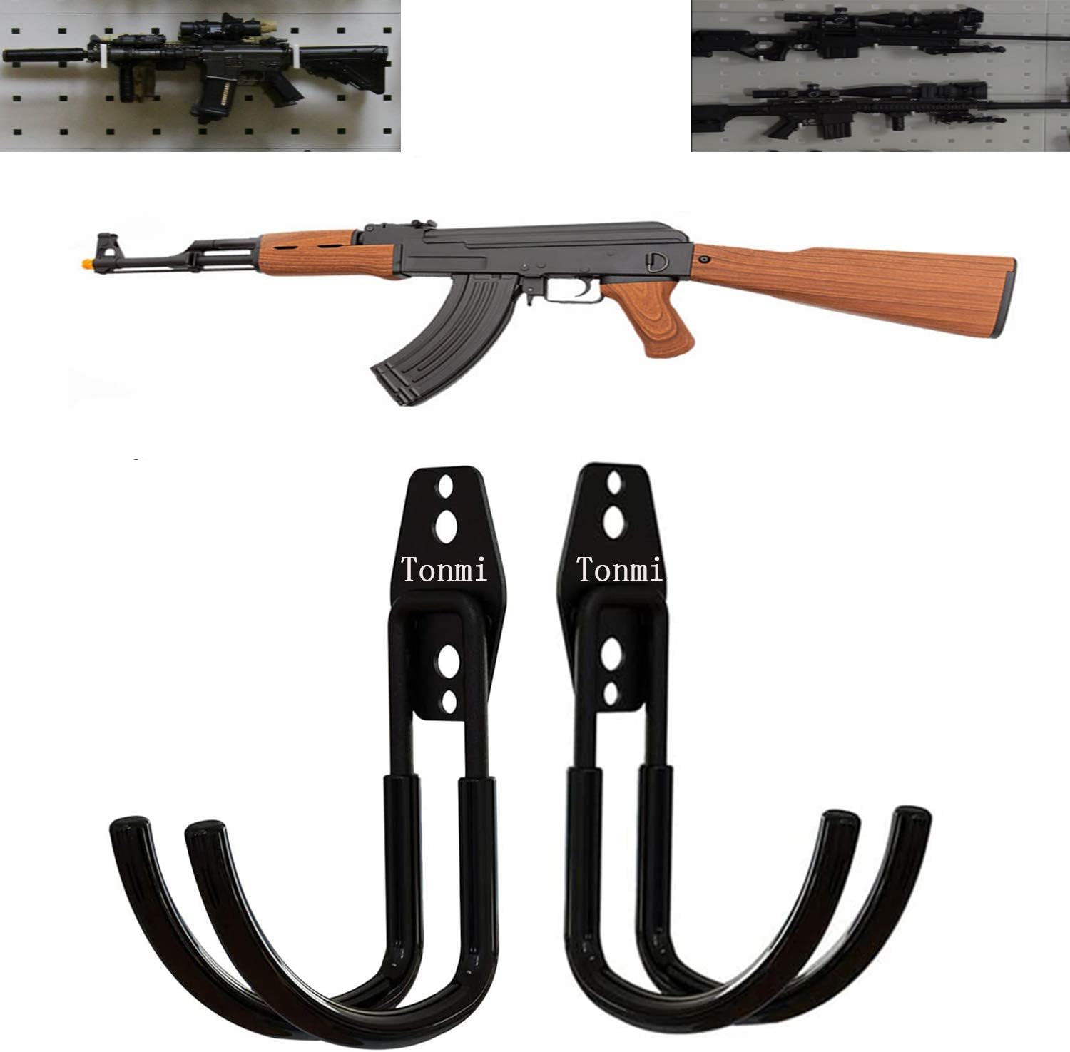 2Pcs Horizontal Gun Wall Rack Wall Mount, Rifle Hangers Archery Bow, Gun Rack Shotgun Hooks, Rifle Wall Holder Wall Mount Storage Or Display, for Gun Room Mount Or Gun Safe Wall Garage , No Gun : Sports & Outdoors