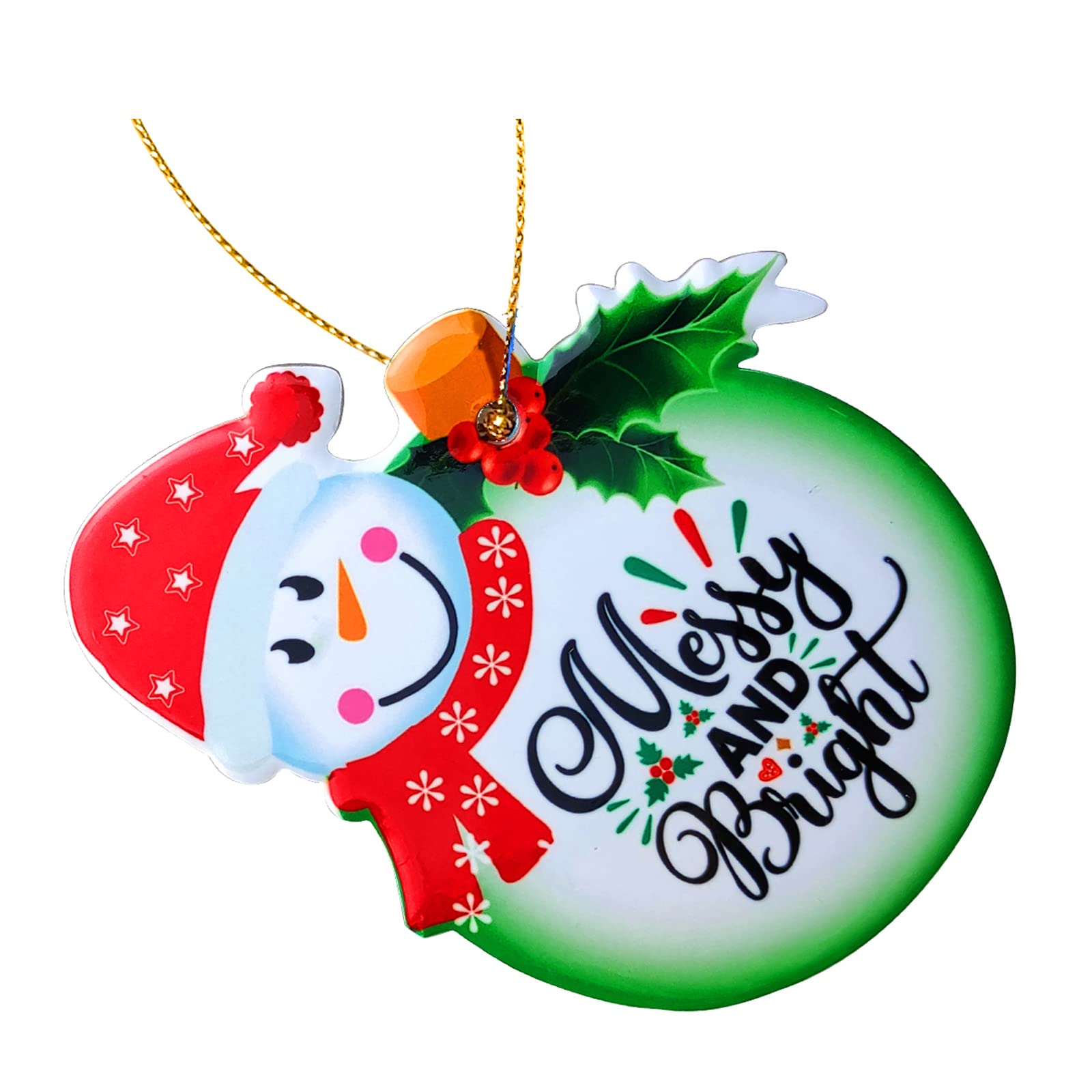 Photo 1 of **SET OF 5** AMONE New Home Christmas Tree Decorations for Mom & Dad Gifts, New Parents Holiday Present Newborn Ceramic Ornament Xmas Present,Christmas Craft Snowman Green 1