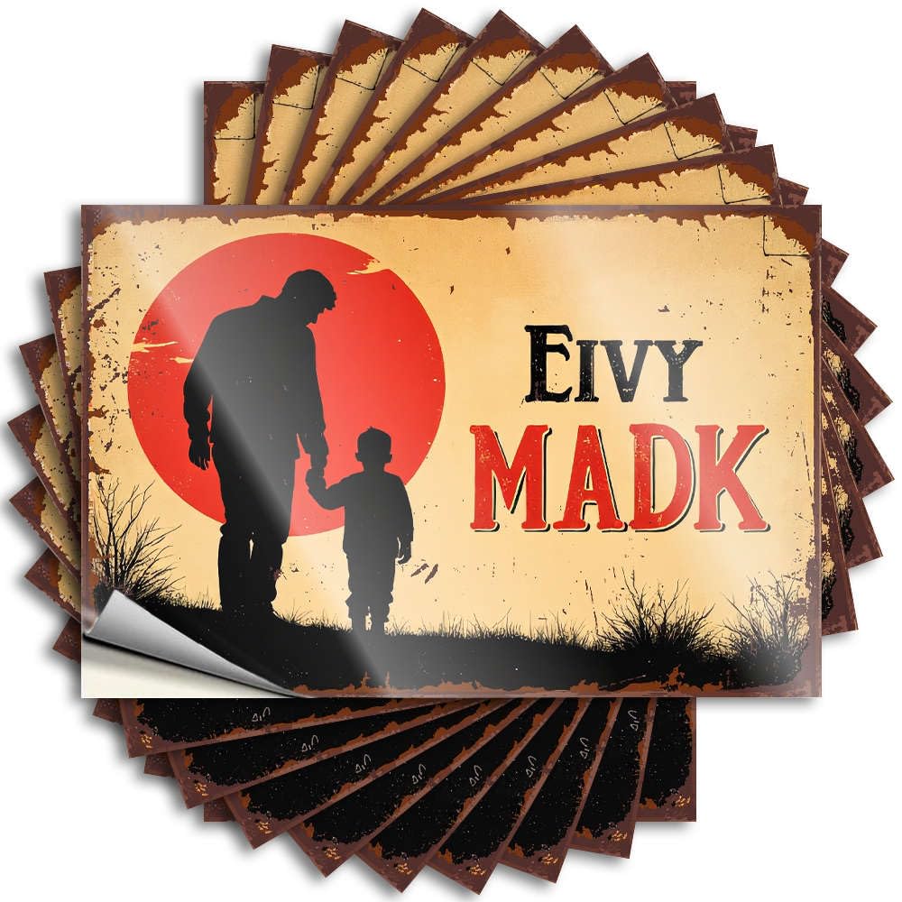 Fzfn Men's Colour Father And Son Silhouette Against A Red Sun. The Room Decorations Fun - Lettering Sticker Hat Waterproof Decal(12X18cm)