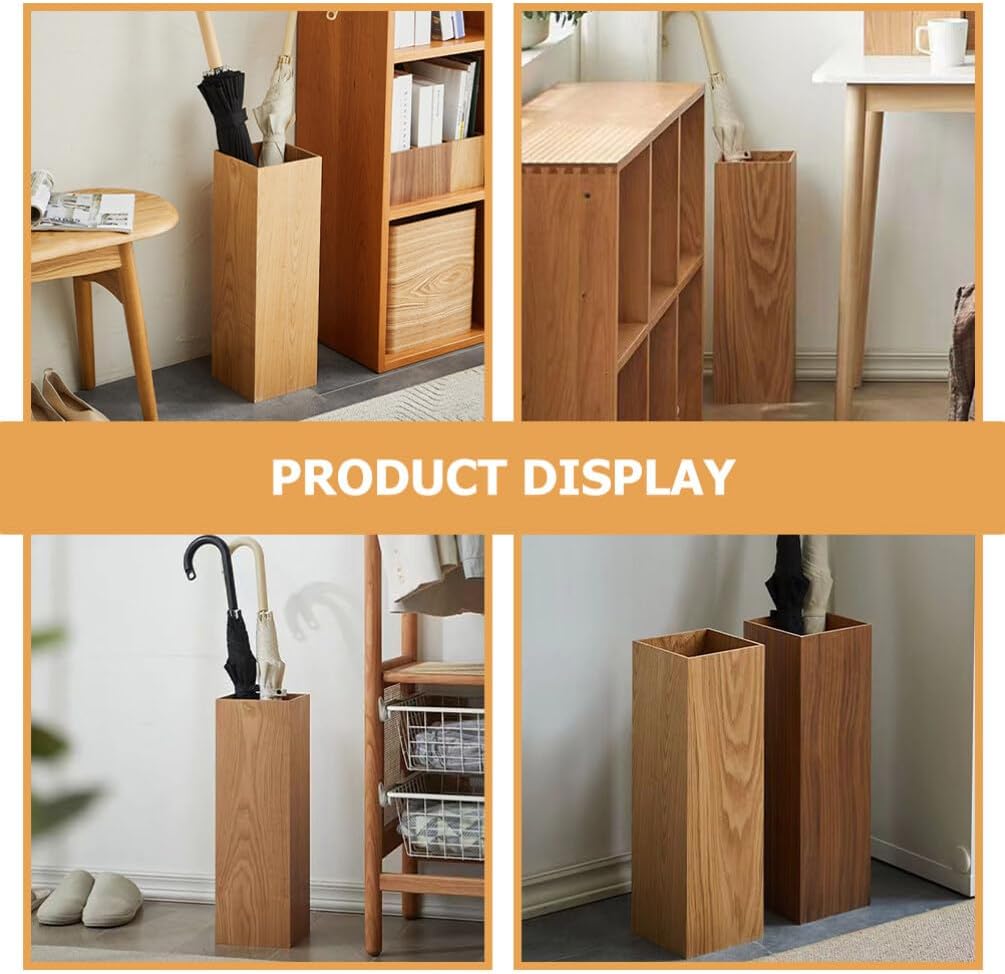 IMIKEYA Square Umbrella Holder Wood Umbrella Rack Stand Cane Walking Stick Wrapping Paper Holder Organizer Bin Tall Bucket Floor Vase for Entryway Home Office