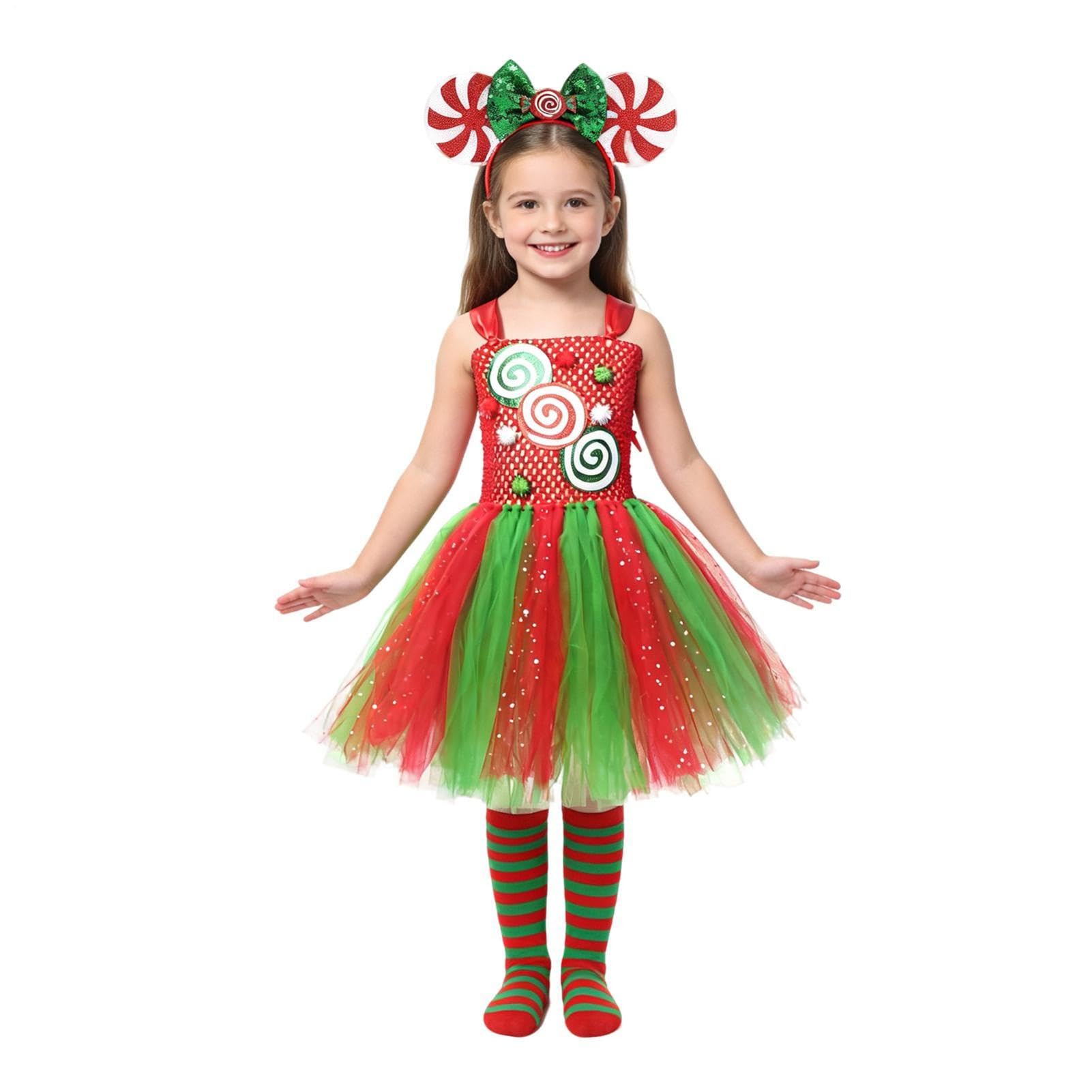 Generico Vestito tutù di Natale per bambina Gonna da Festa e Travestimento