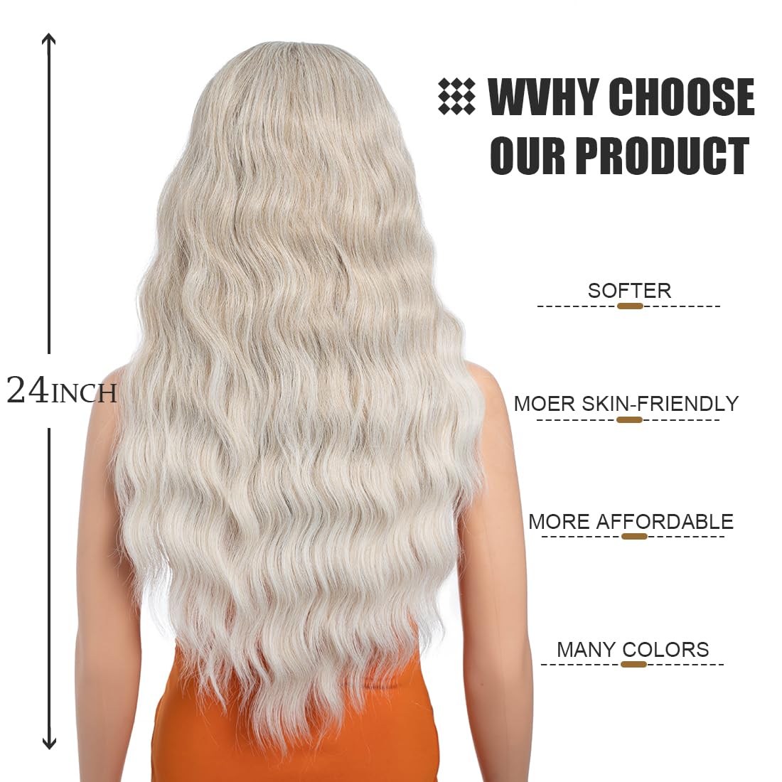 24 Inch Long Wavy Wigs with Bangs for Women Black Brown Curly Heat Resistant Synthetic Hair Wig for Black Women Daily Costume Party Cosplay(T18-56C) - Image 4
