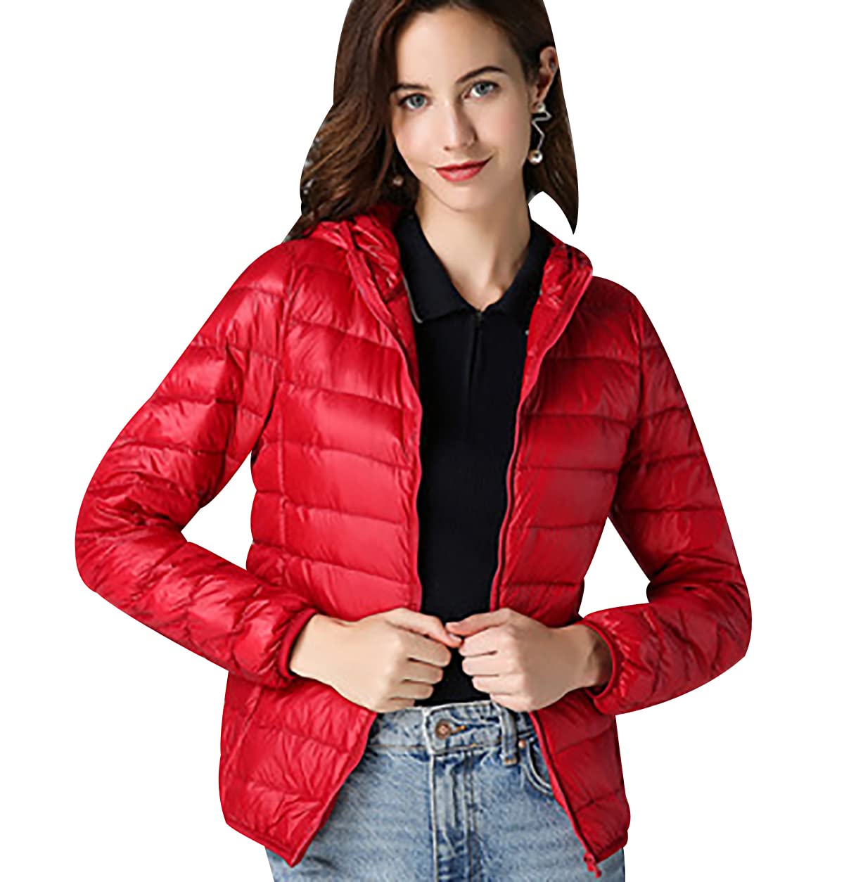 OADOBKICE Winter Jacket Women Coats For Women Lightweight Down Jacket Women With Hood Packable Down Jacket Down Filled Coat Parka Quilted Padded Hooded Puffer Jacket Ladies Bubble