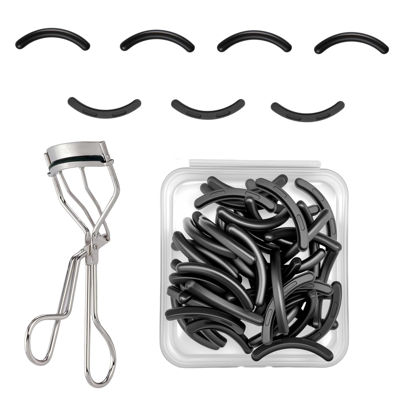 Compatible with Tweezerman Eyelash Curler Refills,28 Pack Silicone Eye Lash Curlers Refill Pads Compatible with Tweezerman Eyelash Curler,Black.
