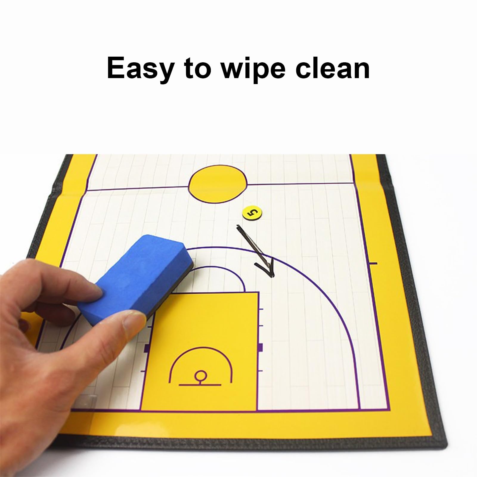 Magnetische Basketball-Coaching-Taktiktafel, Tragbares, Trocken Abwischbares Basketball-Klemmbrett for Trainer, Glatte Schreiboberfläche, Spielermarkern, Stift und Radiergummi