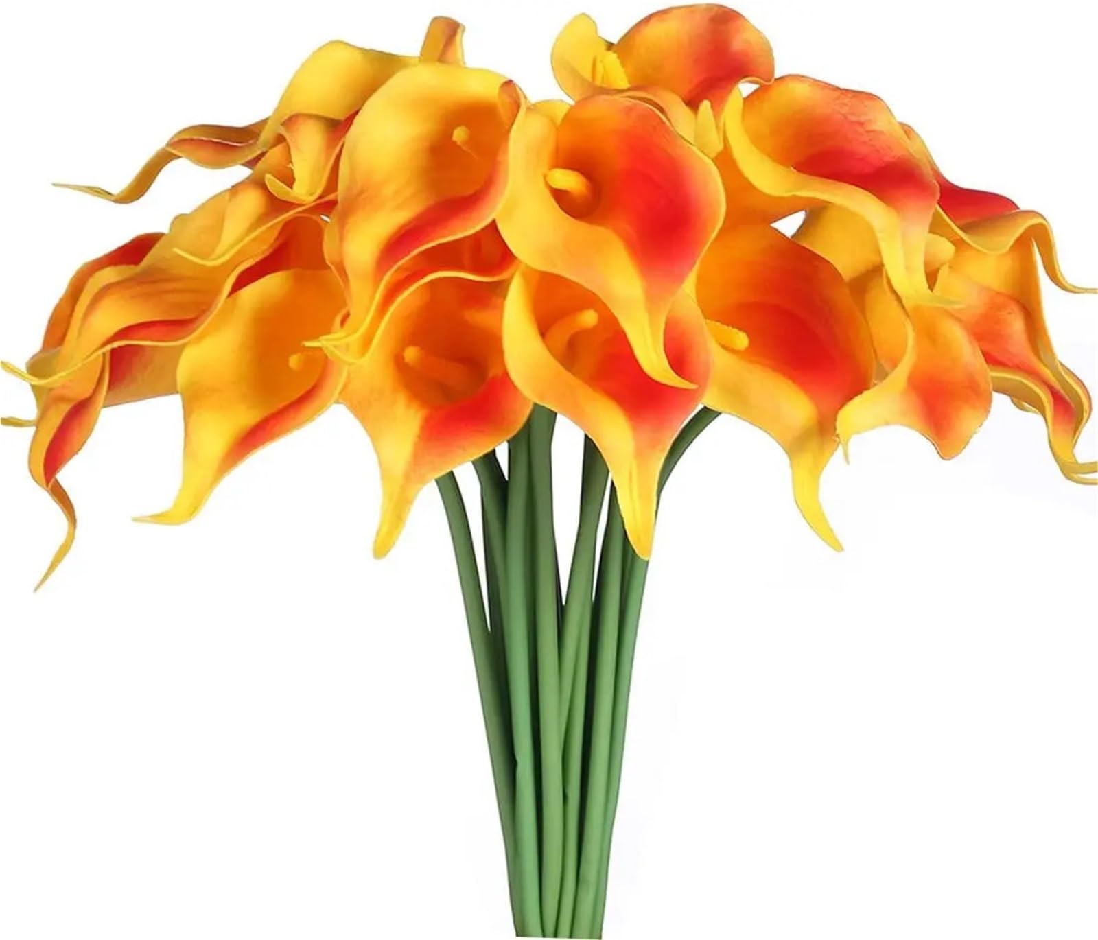 Dcrxz Artificial Flowers 10pcs Artificial Calla Lily Fake White Flowers, Wedding Bouquet, Real Touch Flower for Bride, Home(Orange)