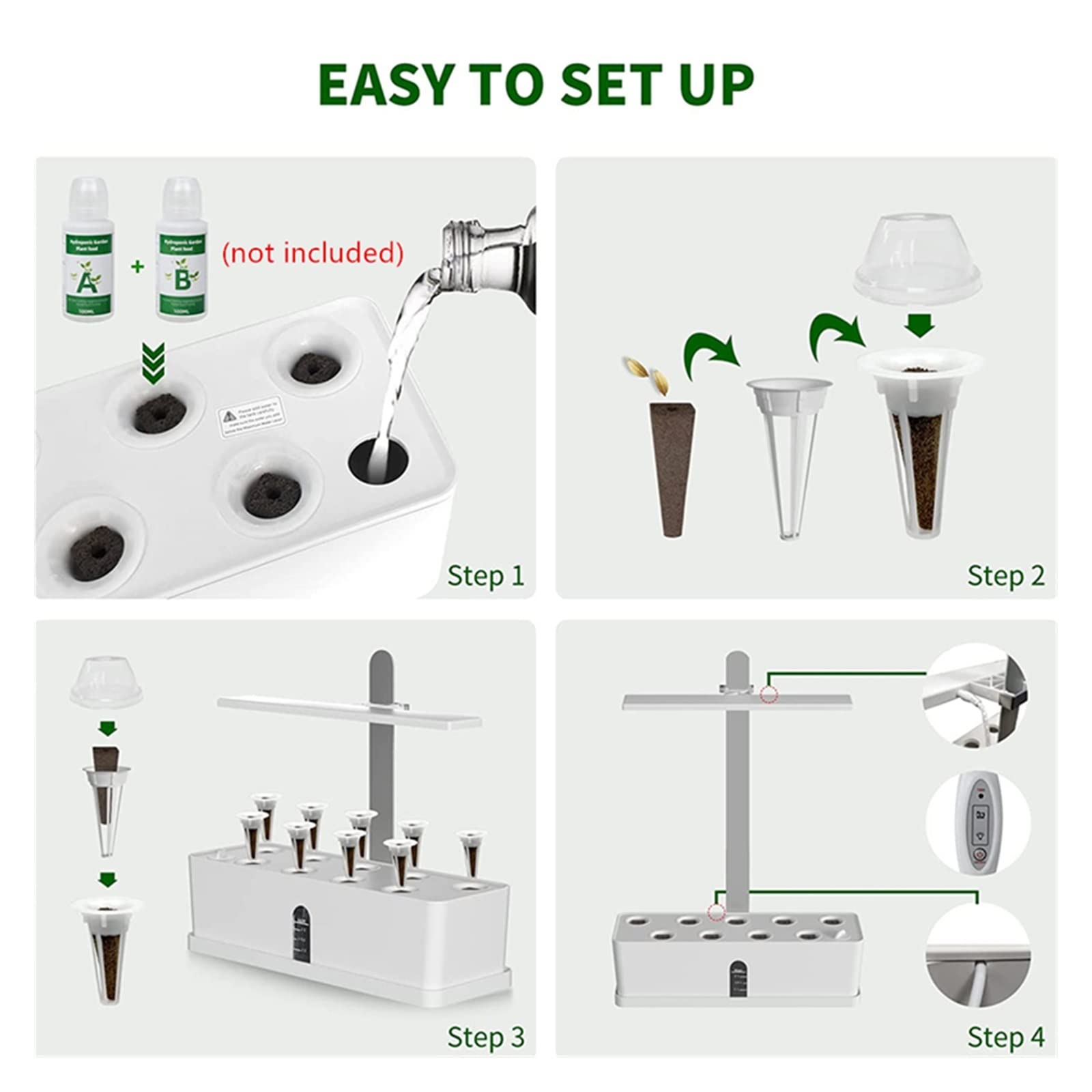 Tower Garden, di coltivazione da giardino Kit da giardino for erbe aromatiche da interno Temporizzazione automatica Luci di coltivazione a LED Pompa dell'acqua intelligente for vasi di fiori domestici