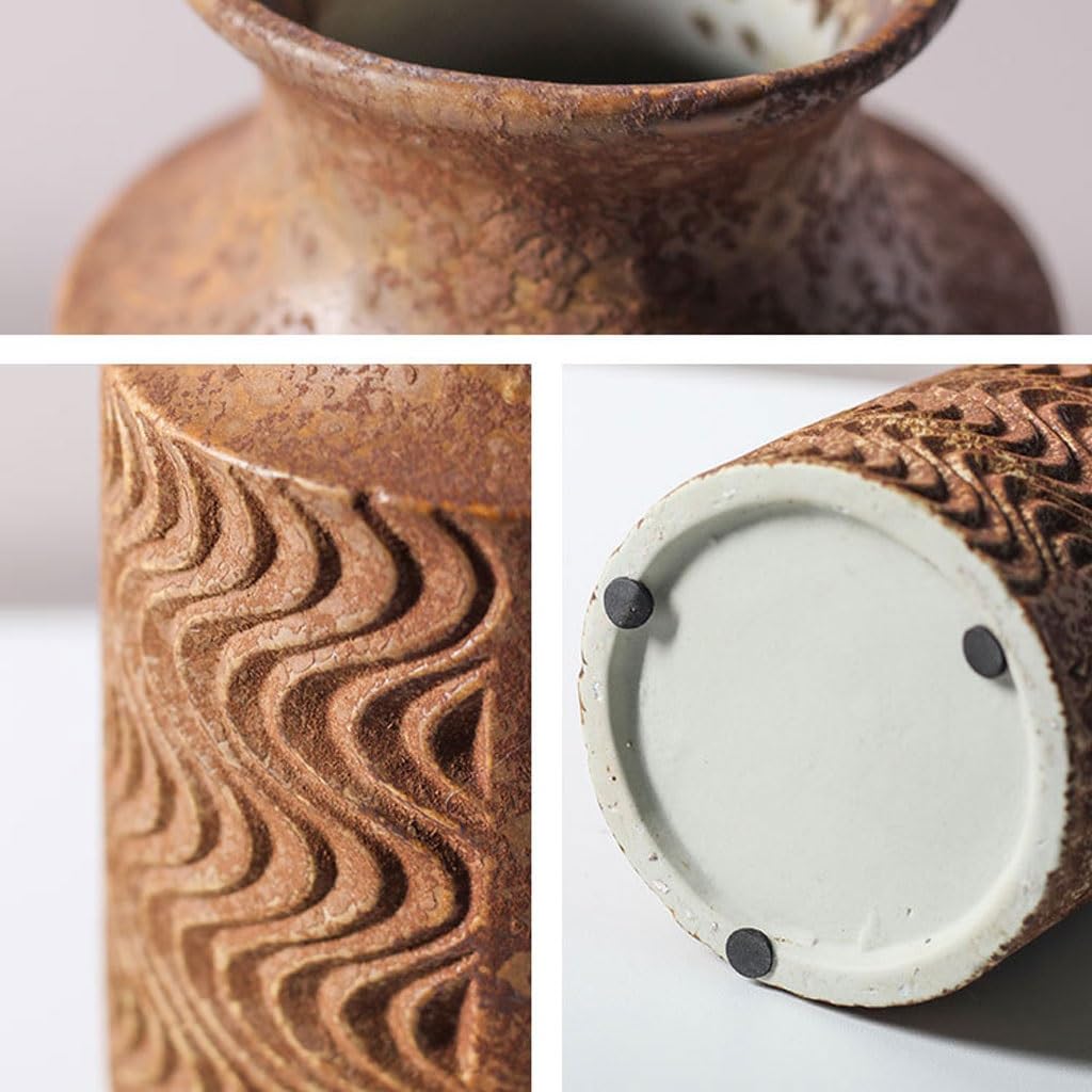 Vaso in Ceramica Retro Home Soggiorno Portico Ornamenti Tavolo Disposizione dei Fiori Cinese Fiori Utensili(A)