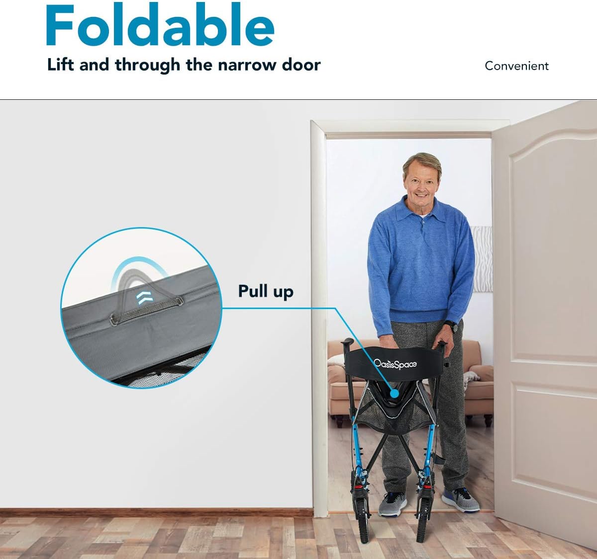 OasisSpace Foldable Rollator Walker with Seat, Walker with 10" Front Wheels，Rolling Walker with Backrest for Senior : Health & Household