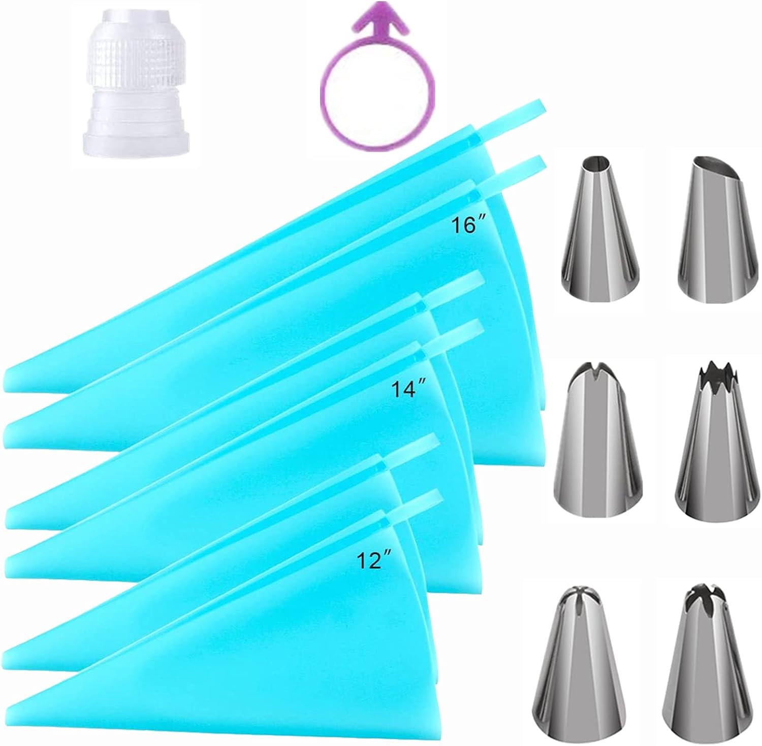 24pcs Reusable Piping Bags and Tips Sets, Silicone Pastry