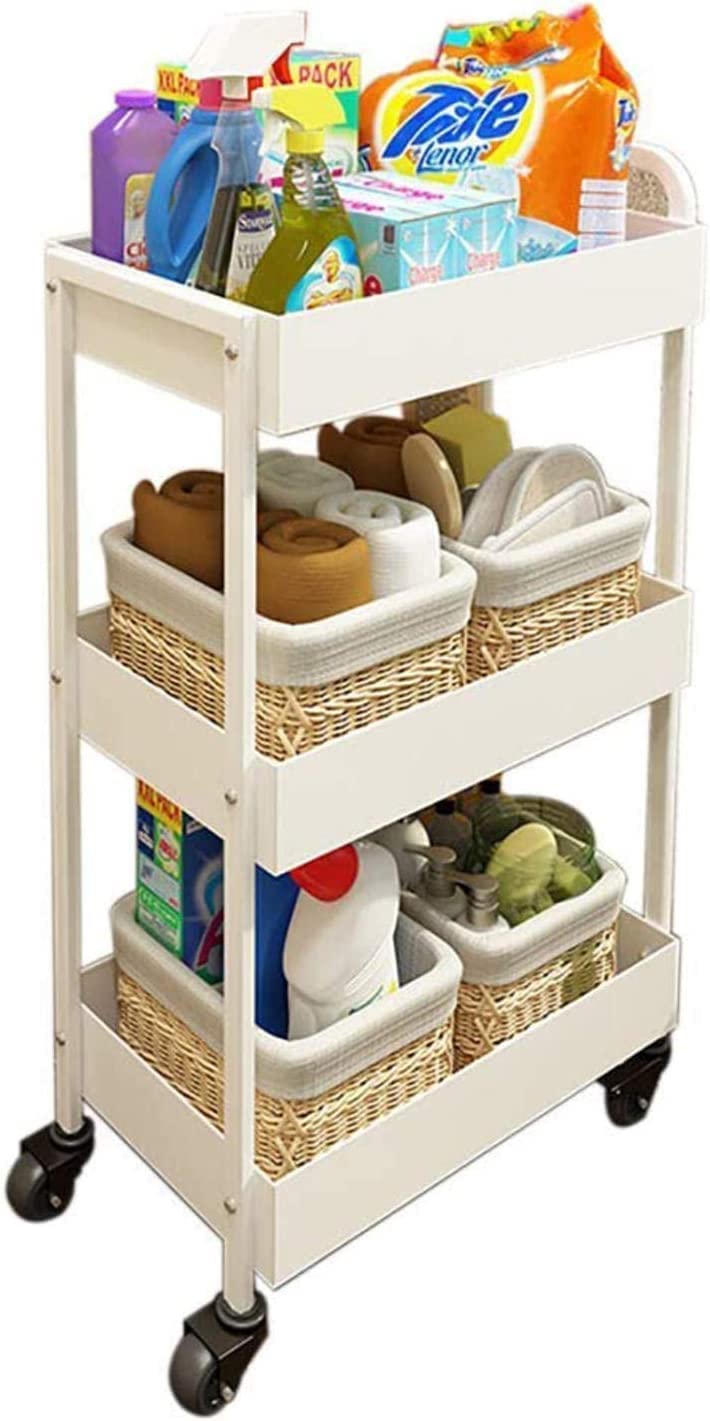 MFRELMNZG 3 Tier Wine Cart for Home Kitchen Hotel Serving Trolley with Lockable Wheels Multi Purpose Utility Storage Cart