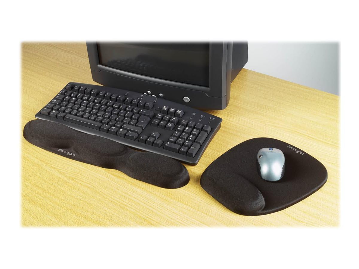 Kensington ergonomiczna wygodna pianka podkładka pod mysz z podpórką nadgarstka - kompatybilna z myszami laserowymi i optycznymi - 32 x 252 x 210 mm - czarna (62384)