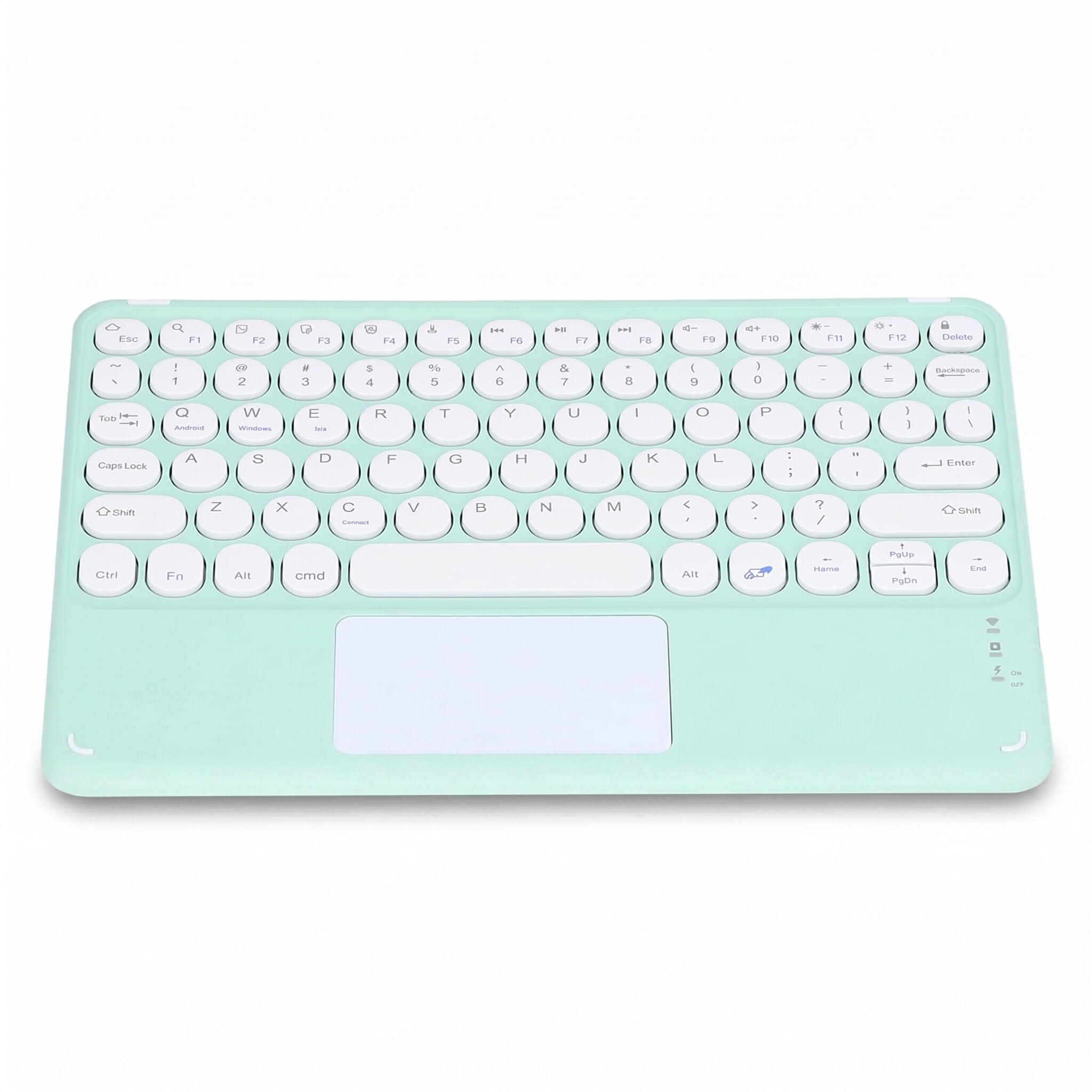 Zunate Tastiera Bluetooth Wireless con Touchpad, Tastiera Rotonda Ergonomica Ultra Sottile con Trackpad, Macchina da Scrivere Portatile Ricaricabile USB, per Tablet Laptop Cellulare(Verde)