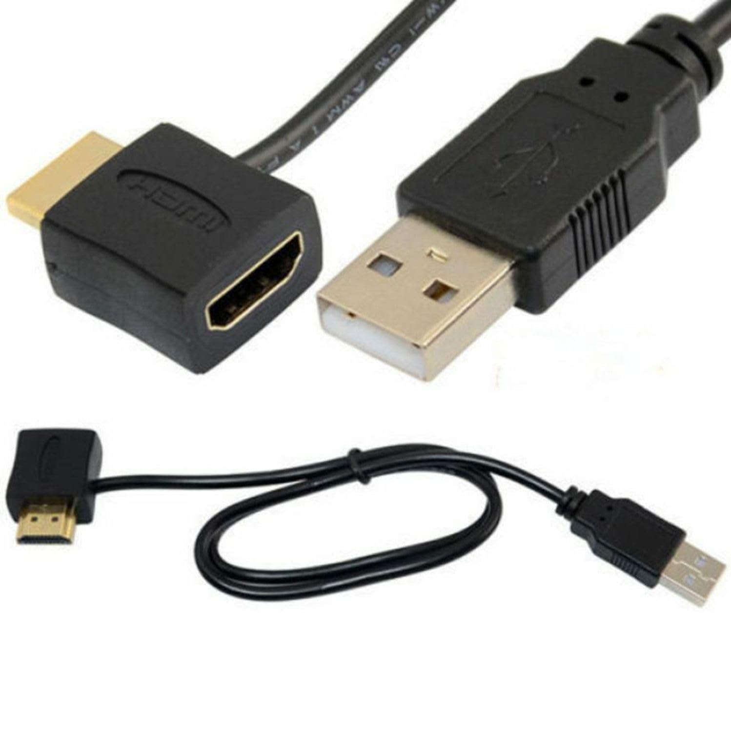 AYMBH HDMI Male to Female Connector + USB 2.0 Male to HDMI Charger Cable Splitter Adapter Extension, Black, 50 centimeters - Image 2