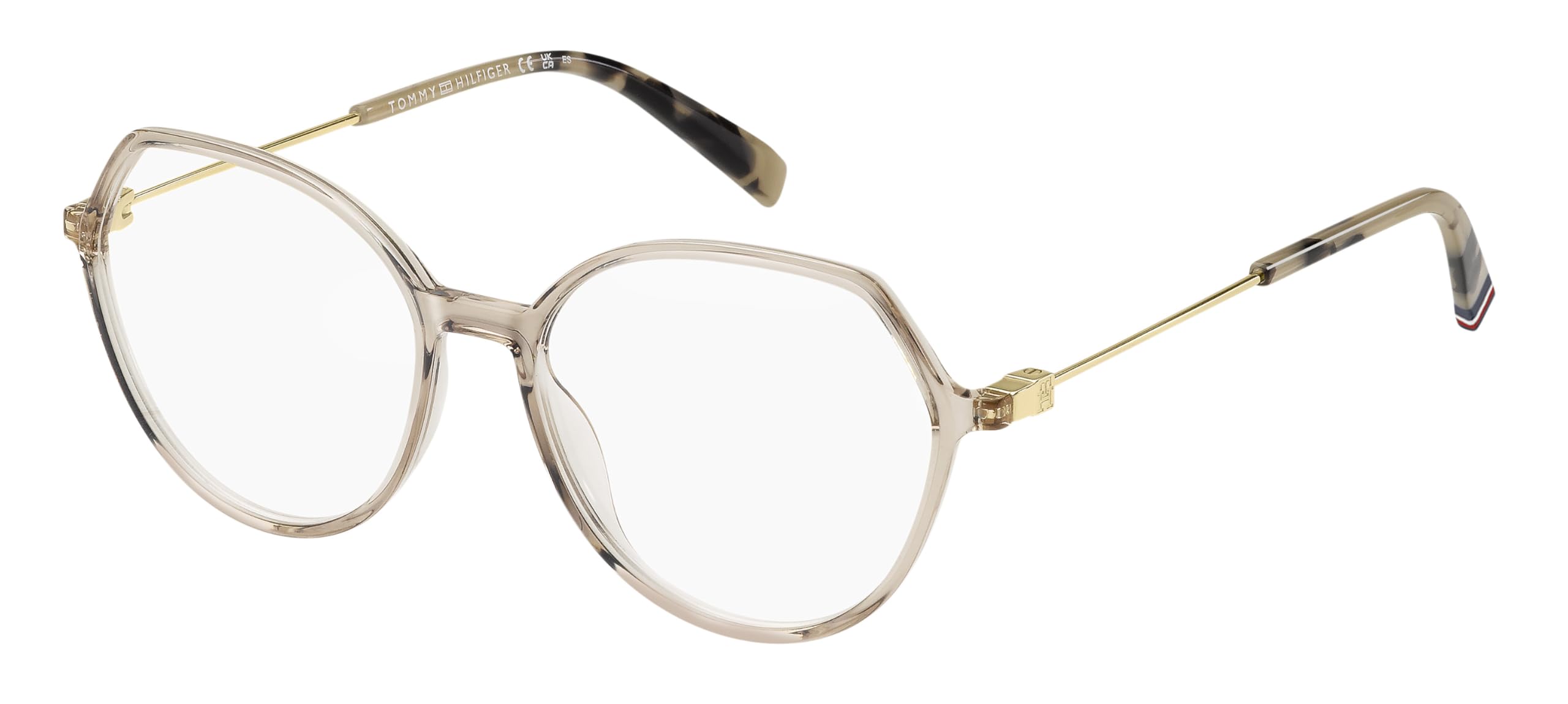 Tommy Hilfiger Brille mit Sehstärke für Damen optional mit Sonnenbrillentönung oder Blaulichtfilter, Rund, gefertigt aus Nylon (inklusive Brillenetui)