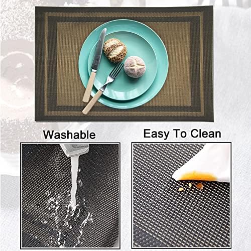 Cresitch Placemats, Washable Place Mat, Non Slip Table Mats Set of 6, Plastic Placemats for Kitchen Table Place Mats (Black,Set of 6)