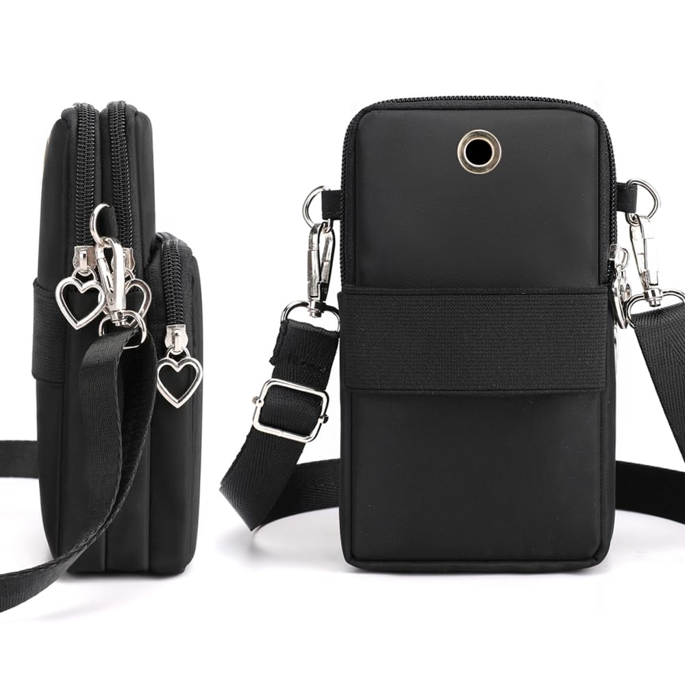 OUYIWEIMAOYI Mini cellulare portafogli donna, Tasca per cellulare da donna con ingresso per cuffie, Tracolla regolabile e staccabile,per telefoni cellulari sotto i 7 pollici