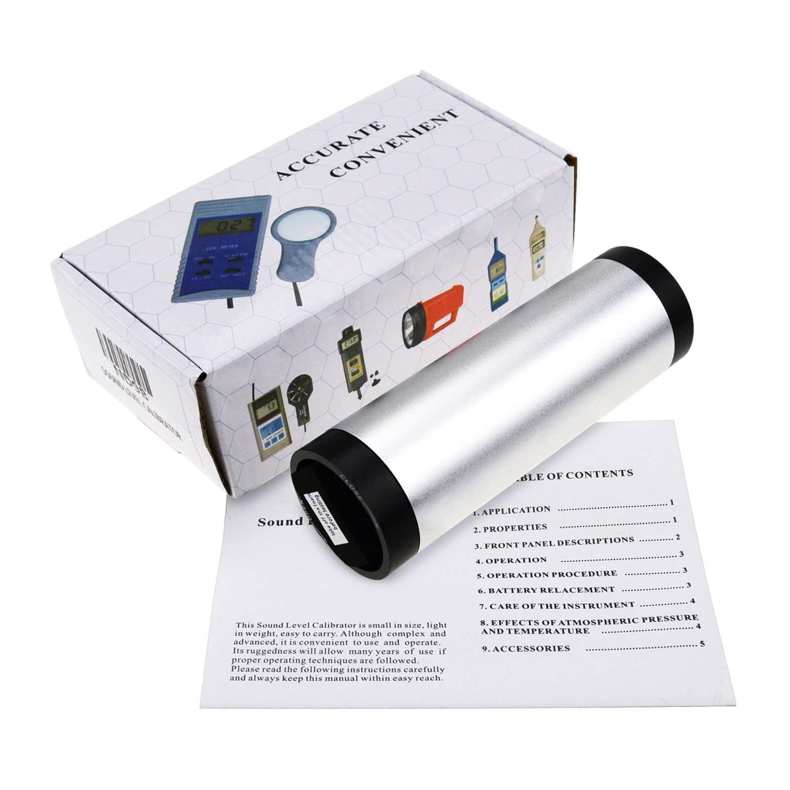 Calibratore Digitale Portatile del Livello di Rumore sonoro for fonometro 94 Db e 114 Db Classe I con Batteria Precisione +/- 0,3 Db