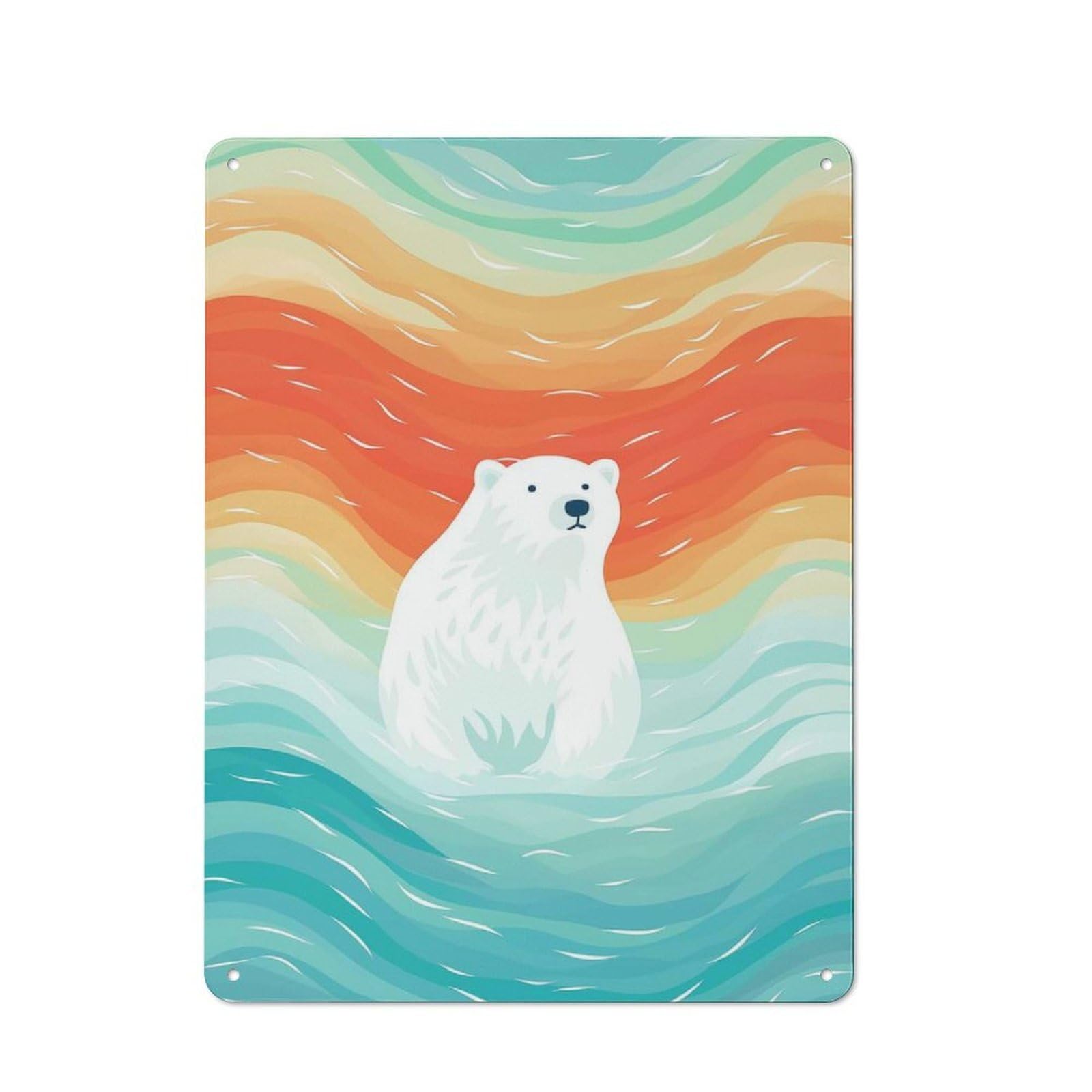Junmoney Lost Polar Bear Retro Metal Plaque 40X30cm For Guest Room Or Hallway, Housewarming Present For People Styling Guest Room And Hallway