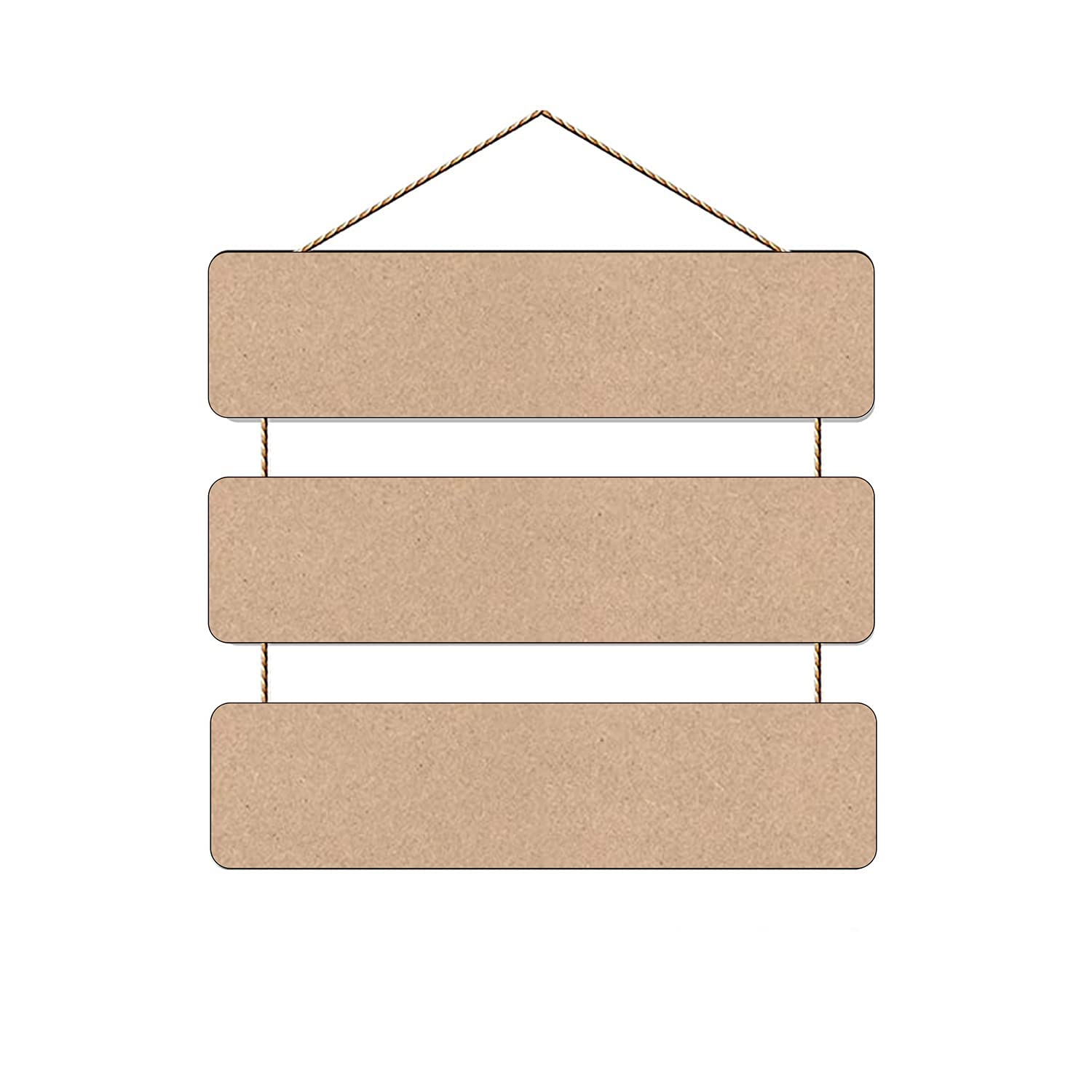 Vibhansh Creations DIY Embellishmentr Wall Hangings MDF Rectangle Shape Plaques with Rope Set of 3 Plaques for Home Decoration (Each Plaque Size is 11x3.0 Inches) Thickness 3.2mm (Rectangle)-image-40